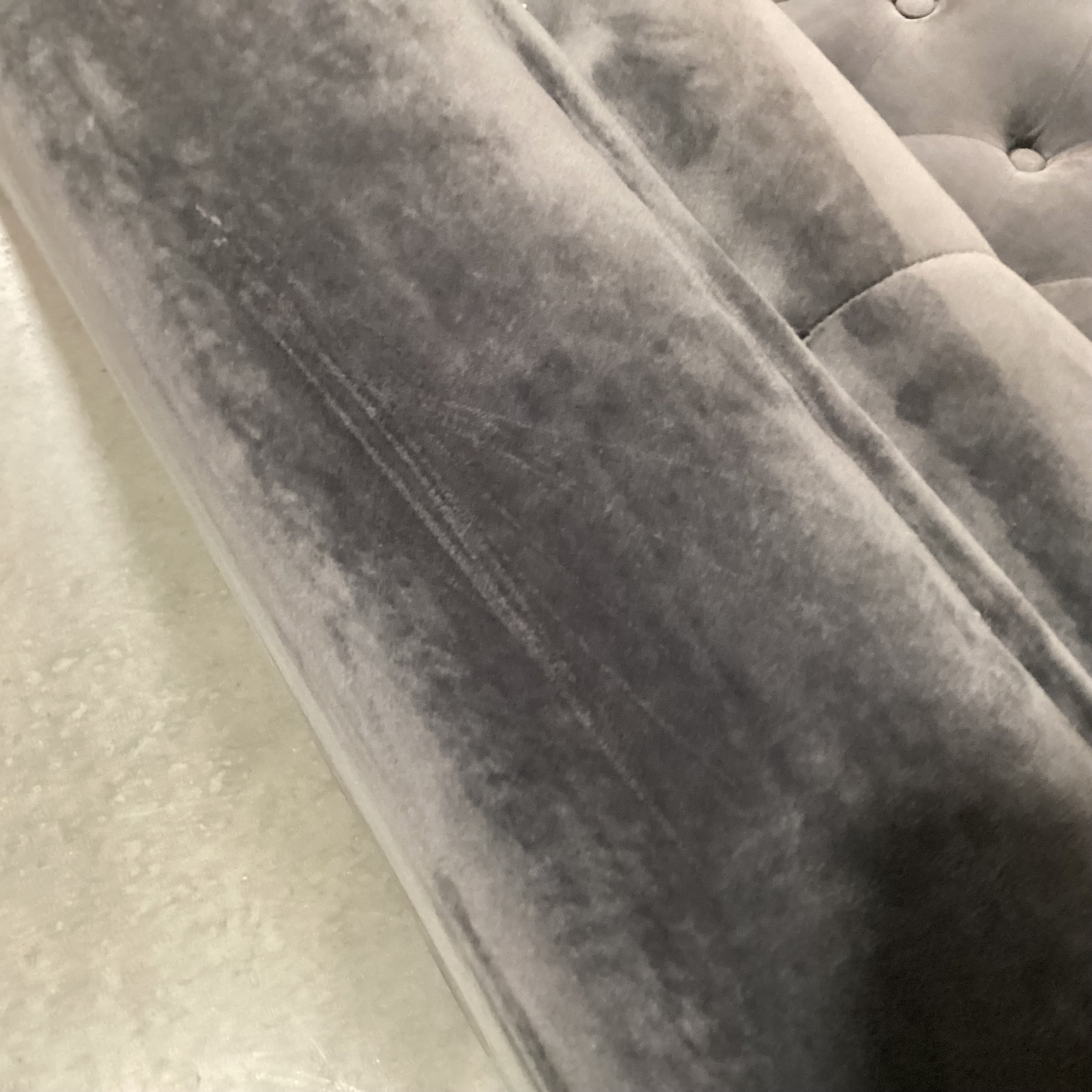 Grey Button Tufted Velvet with Nailhead & Acrylic Feet Sofa 88"x 36"x 31"
