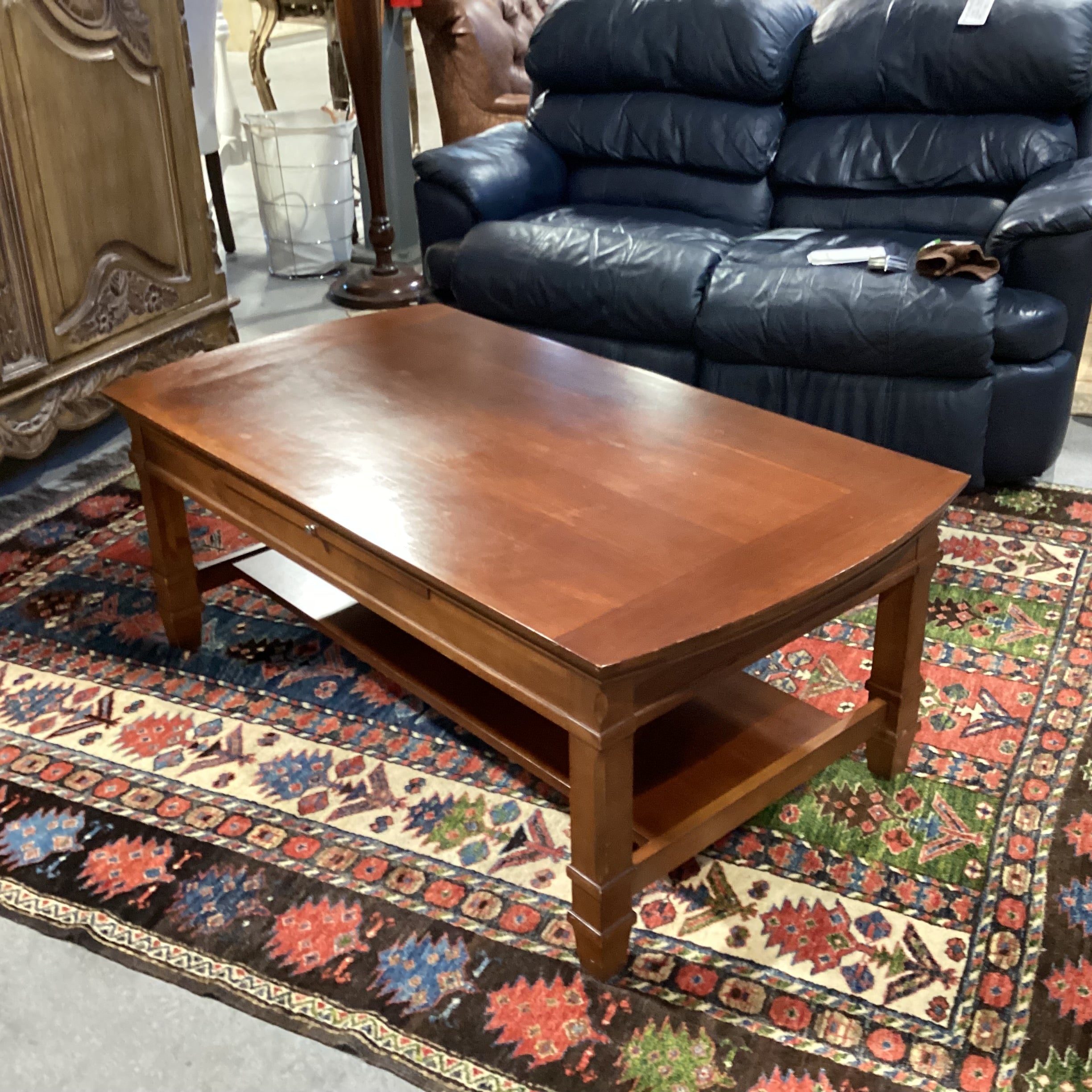 Finished Wood with 2 Pullouts & Bottom Shelf Coffee Table 50"x 27.5"x 19.5"