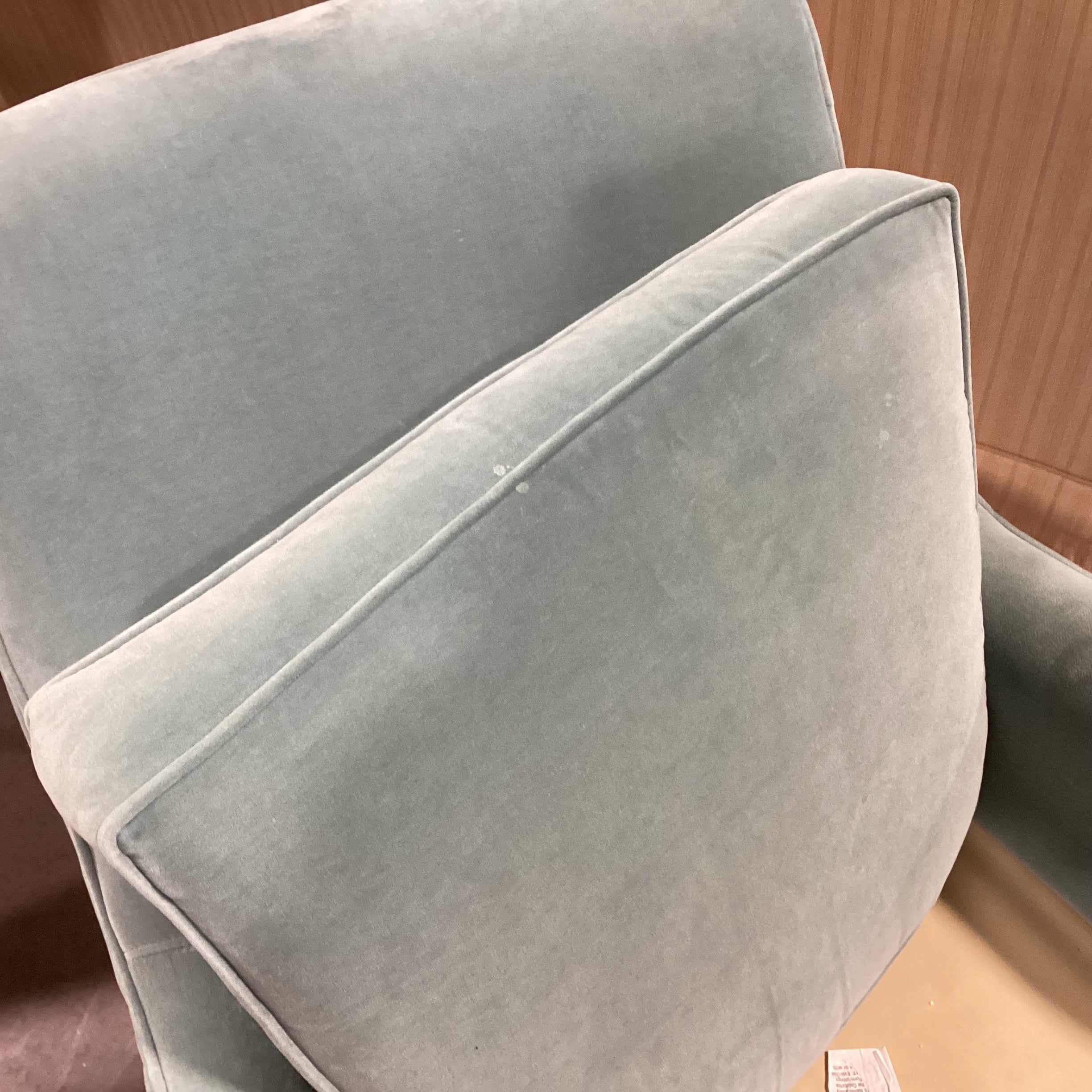 Room & Board Quinn Mid Century Style Seafoam Velvet with Ottoman Chair 30"x 34"x 34'