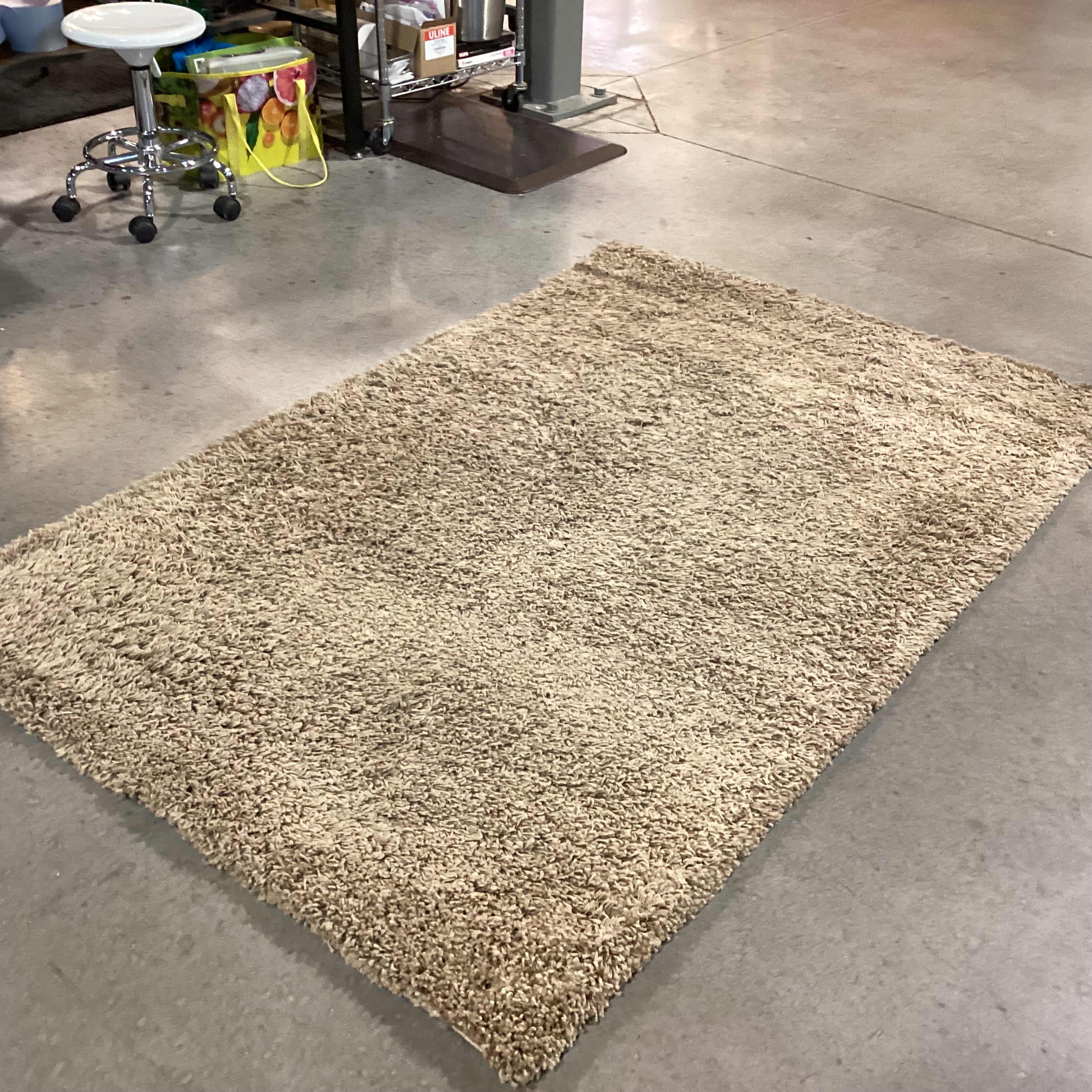 Unique Loom Solo Solid Sandy Brown Shag Rug 4'x 6'