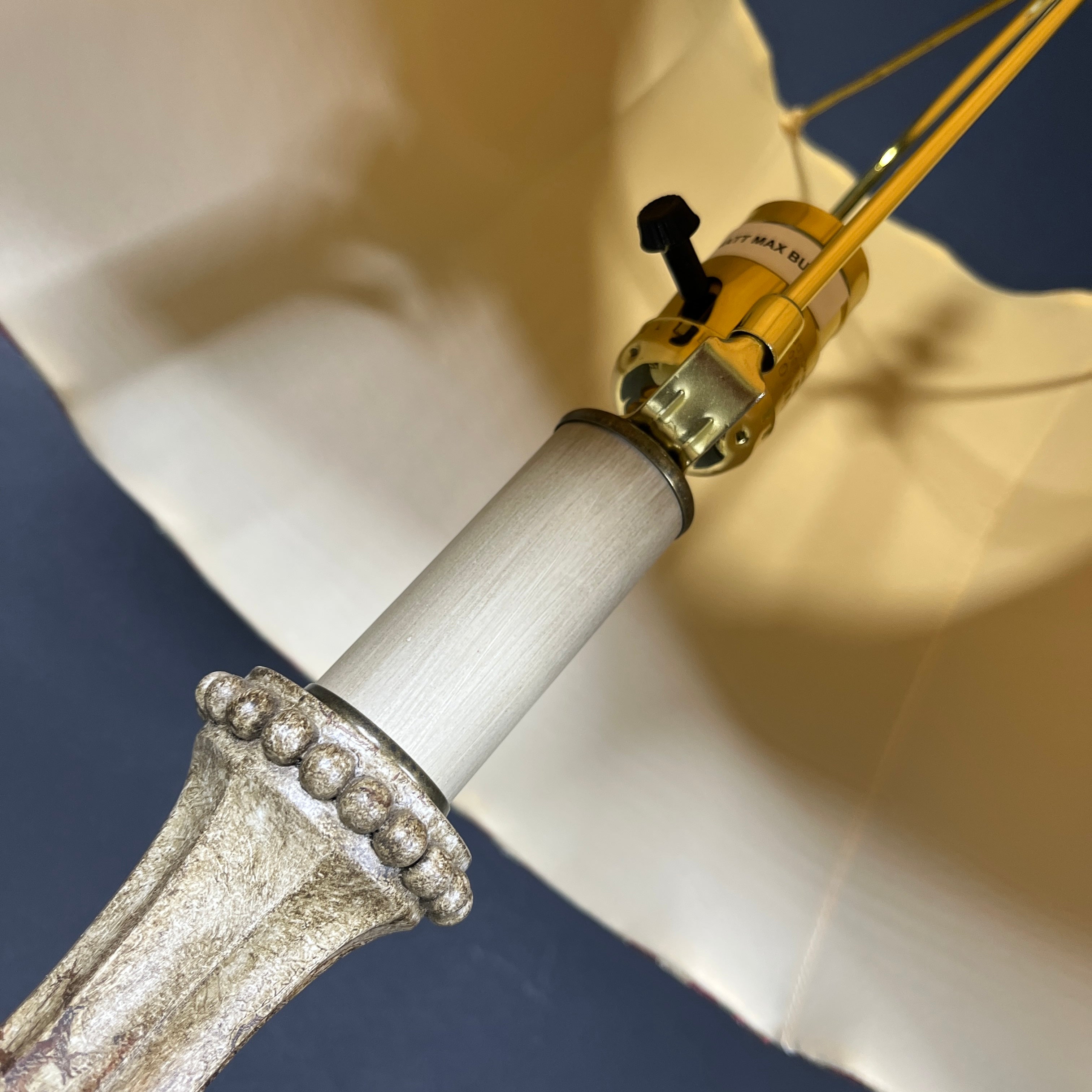 Traditional Ornate Cream Crackle with Shade Table Lamp 15” Diameter @ Shade x 34”