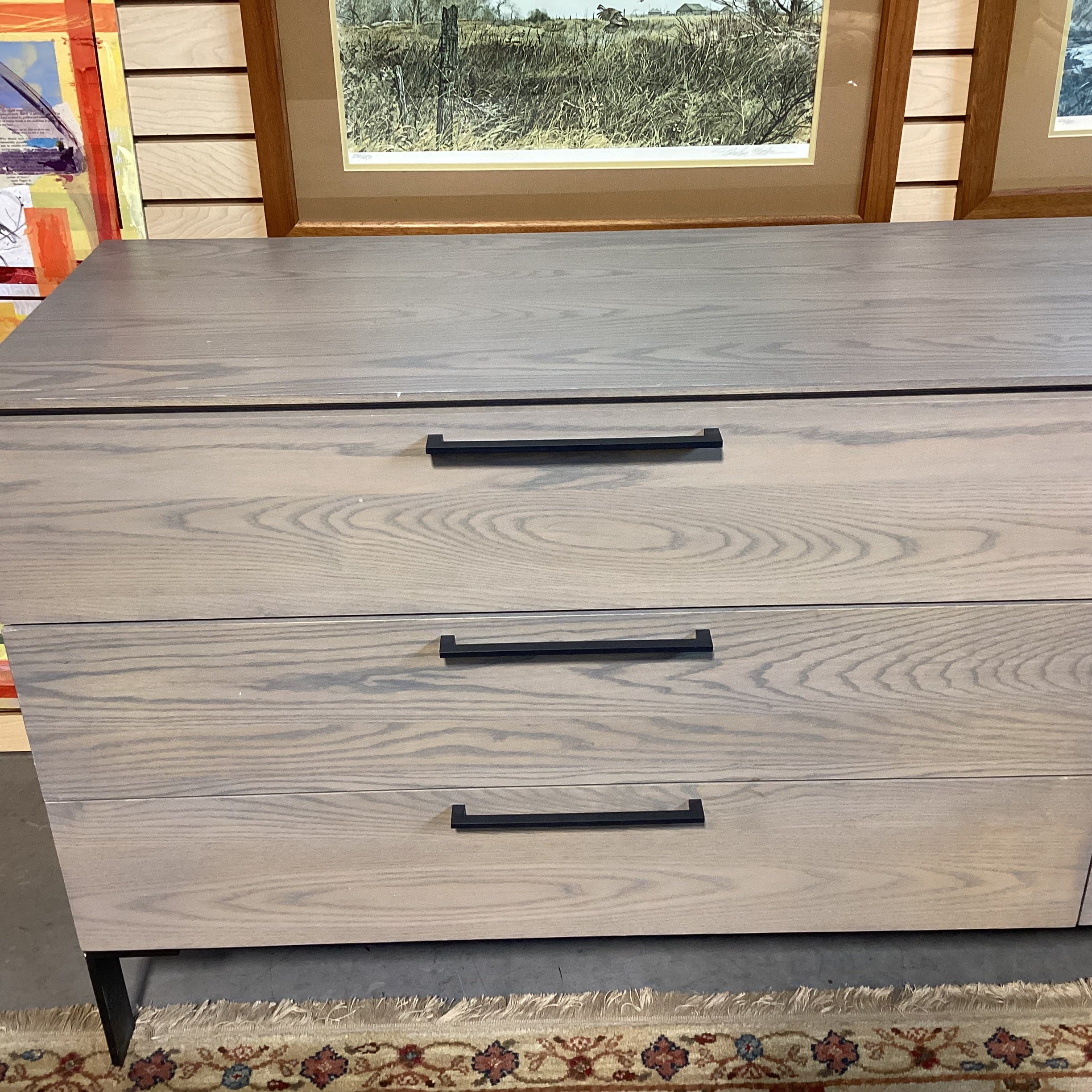 Room & Board Ash Grey Washed Wood & Metal 6 Drawer Dresser 84"x 20.5"x 32.5"
