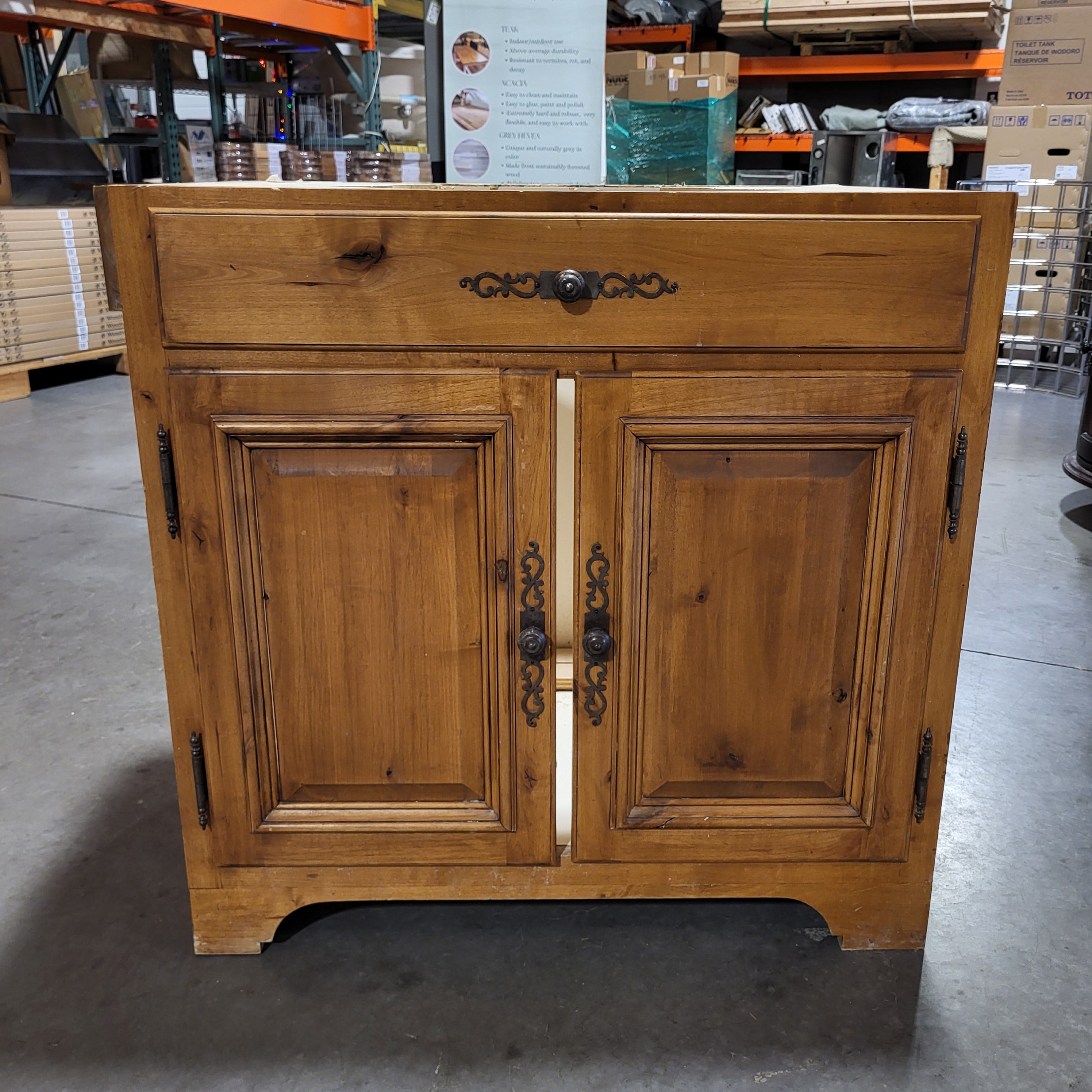 32.5"x 21.5"x 32.5" Natural Wood Oak 1 Drawer 2 Door Vanity