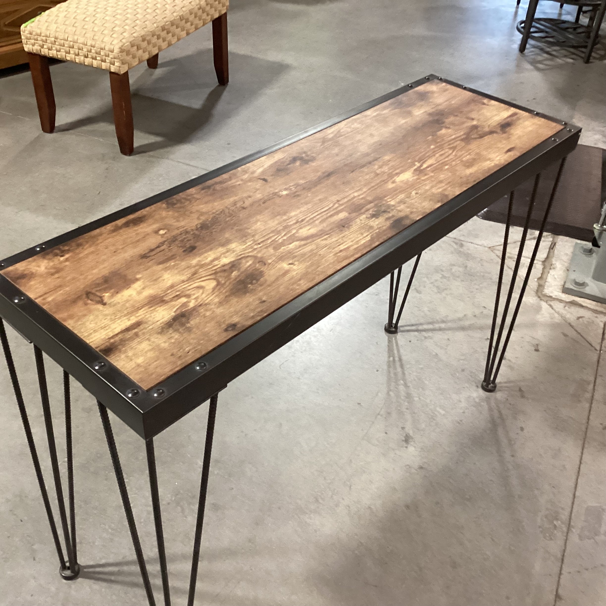 Industrial Iron & Wood Sofa Table 47"x 16"x 32"