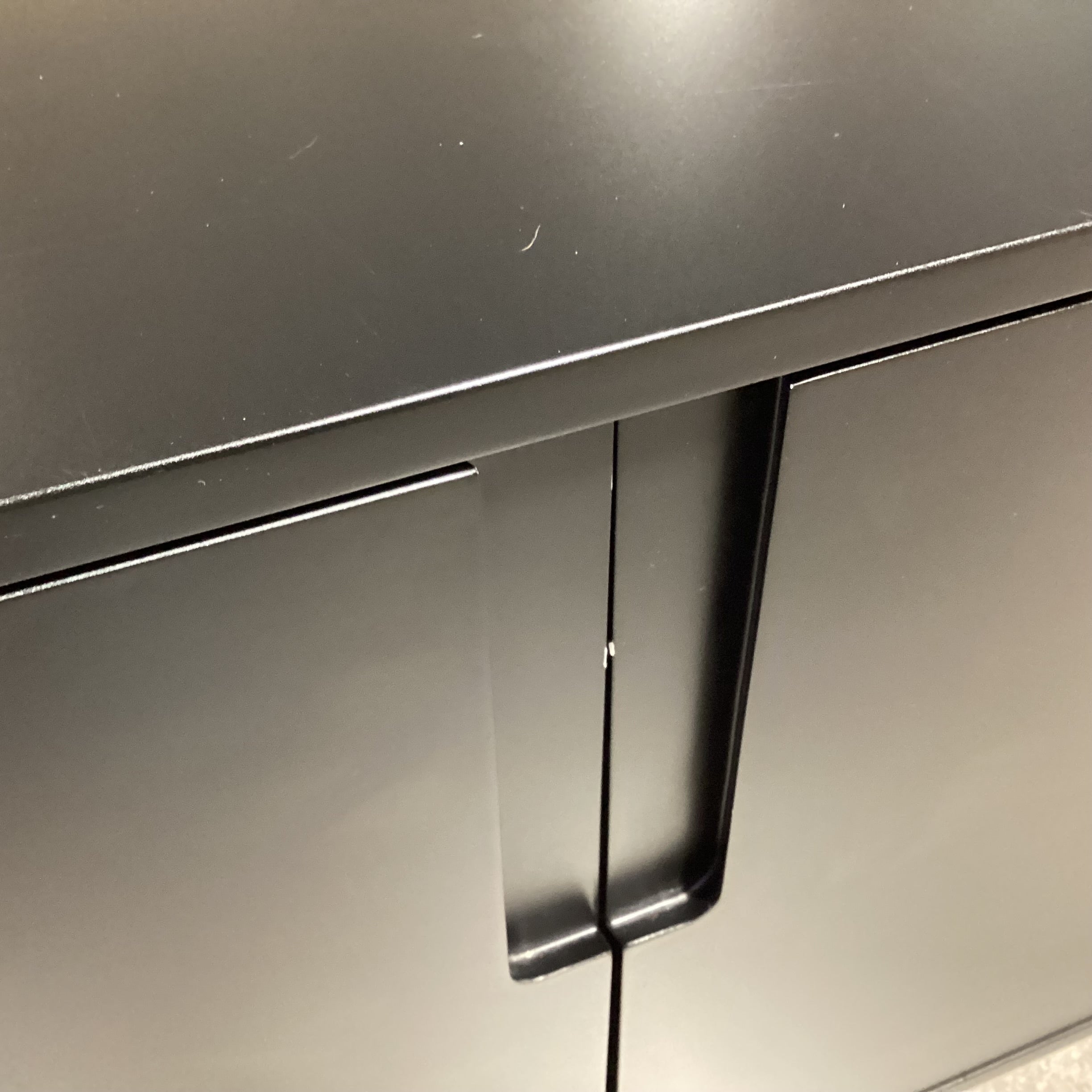 Black Laminate & Gold Legs 2 Door with Shelves Console Credenza 65"x 18"x 31.5"