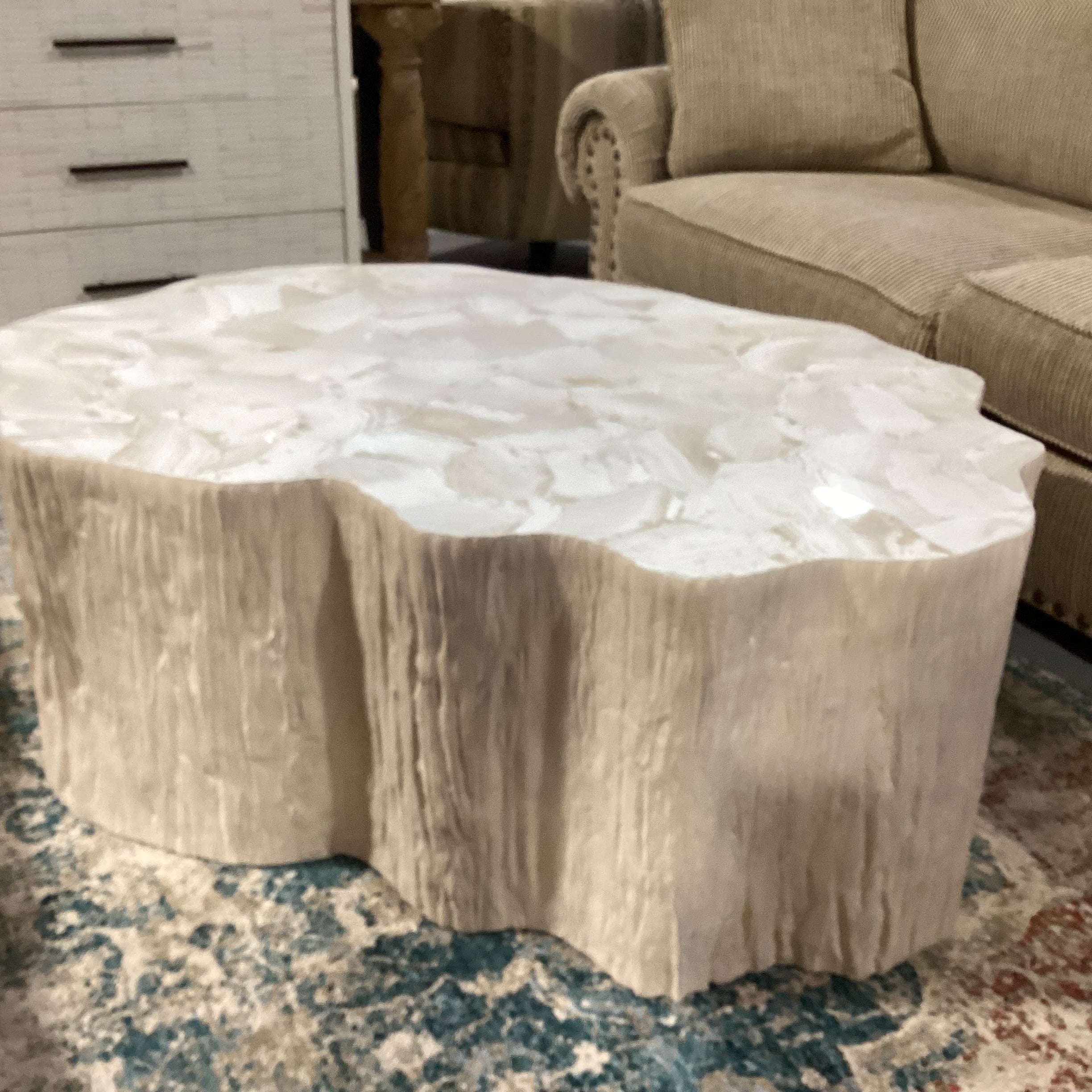 Camilla Fossilized Clam Shell Coffee Table 48"x 35"x 17"