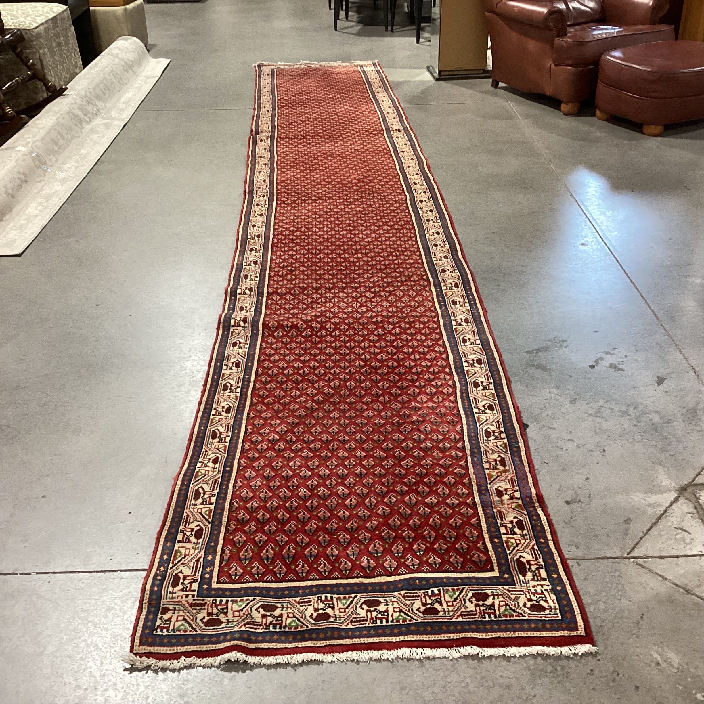 Markazi Botemir Authentic Persian Red Woven Wool Runner Rug 2'10"x 16'7"