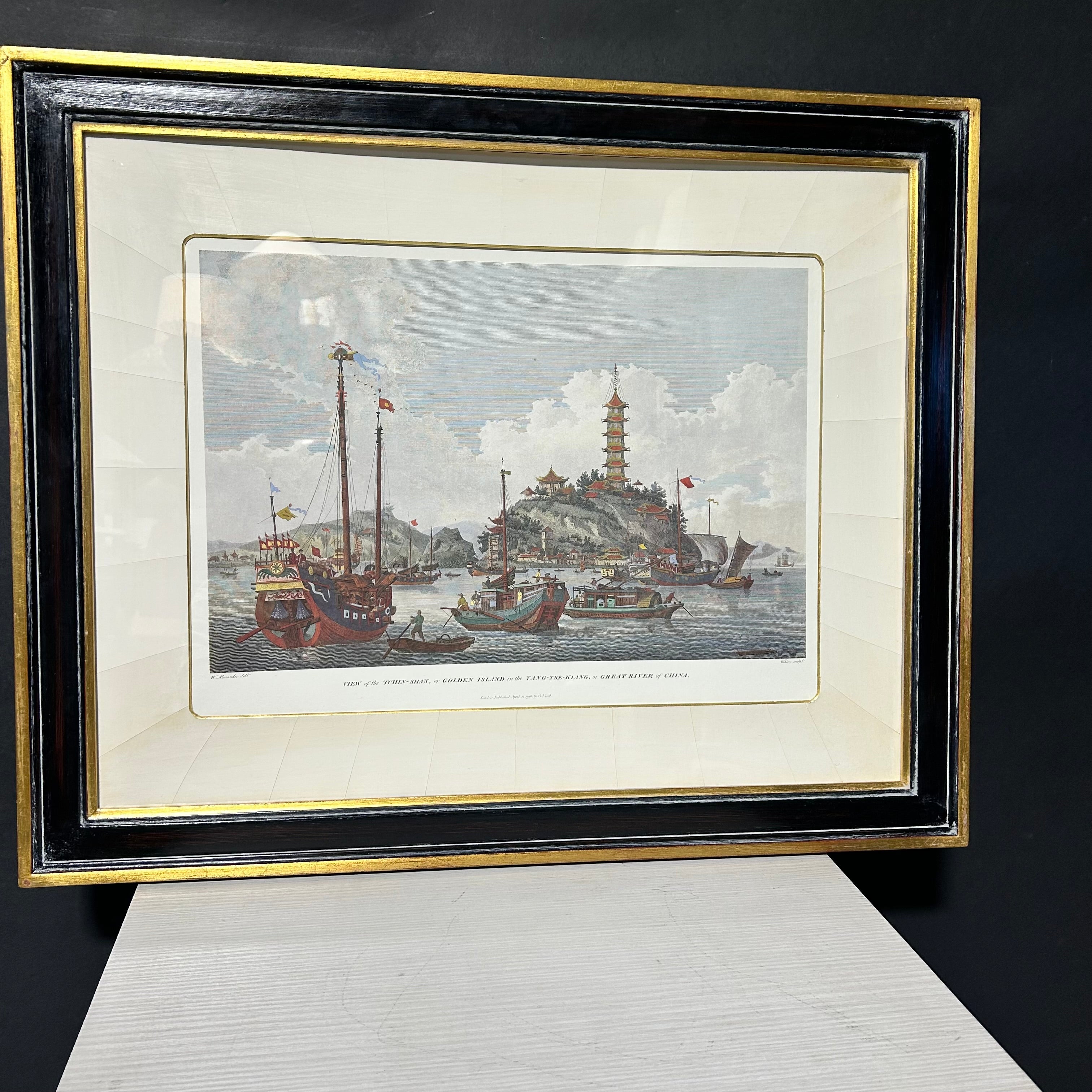 Antique Print By Willam Alexader  Called View Of Tchin-Shan (Golden Island) In China  27'5"x 22'5"