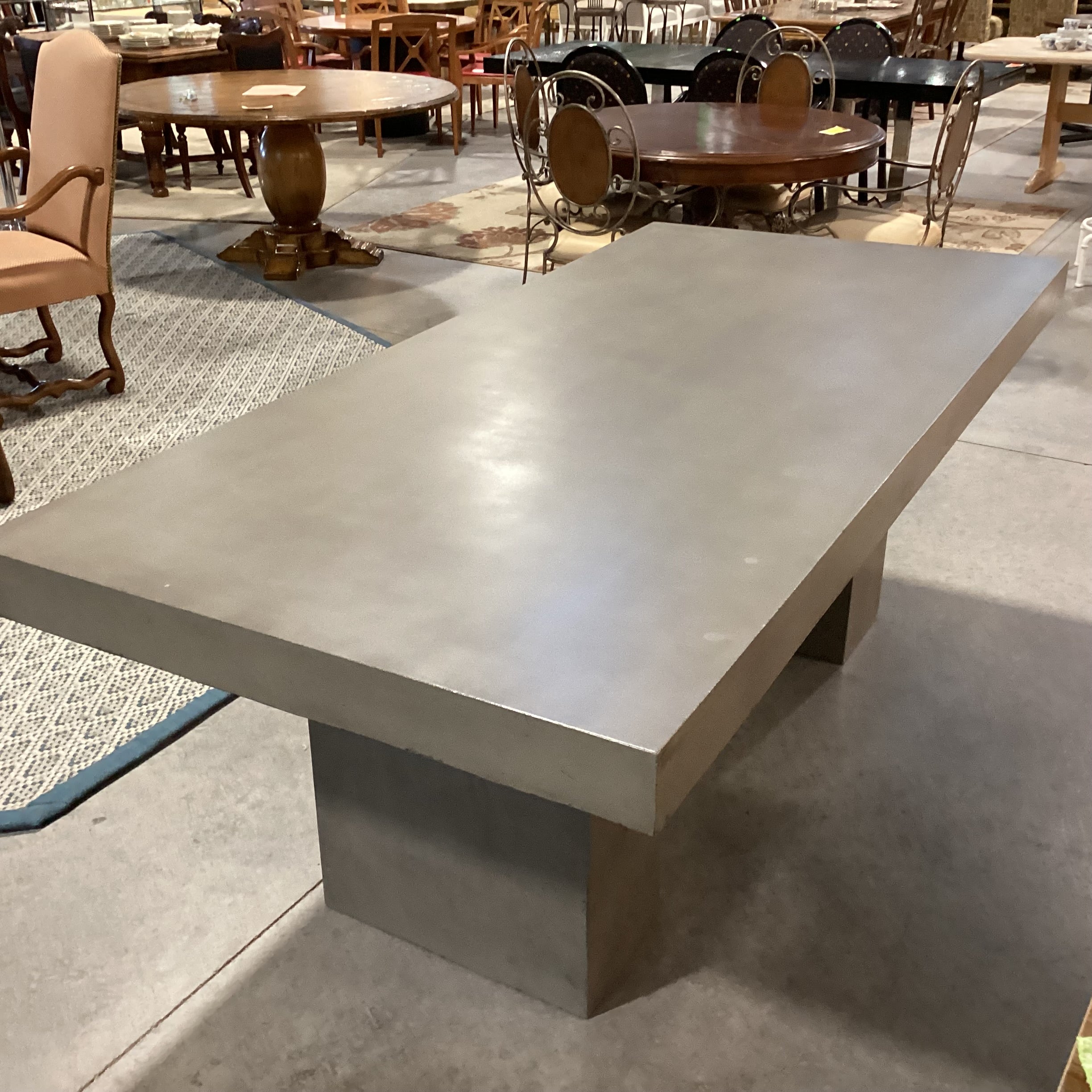 Concrete Double Pedestal Rectangle Dining Table 82.5"x 39.5"x 31"