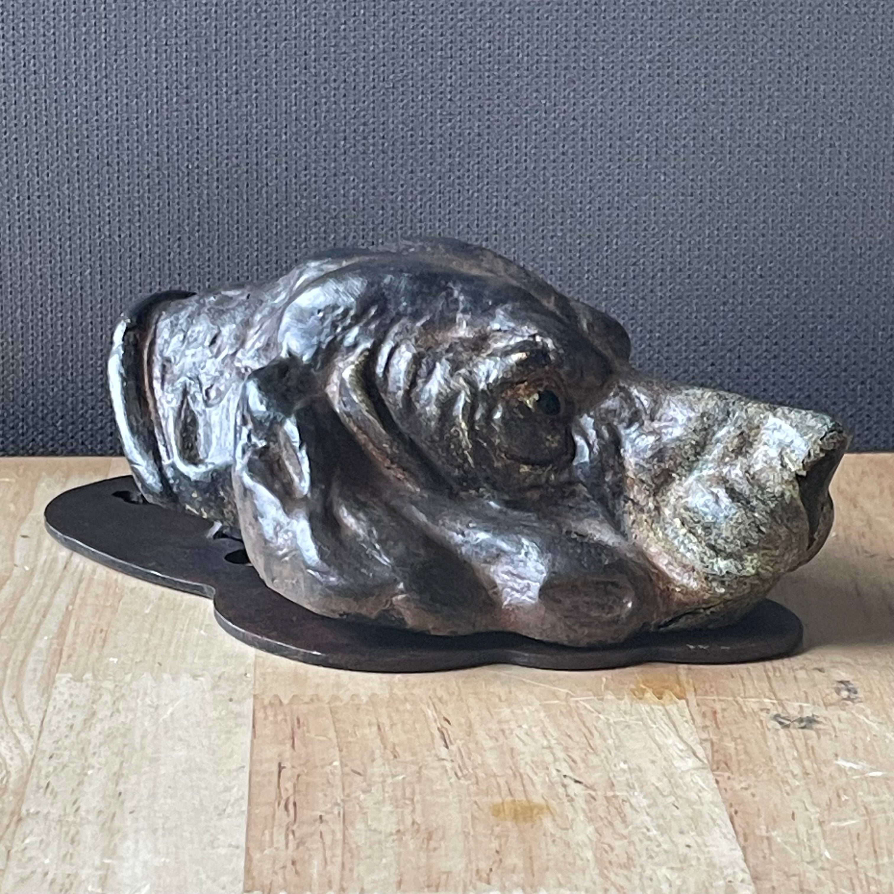Antique Cast Iron Cold Painted Hound Dog Paper Clip, 4.5"x 6.5"