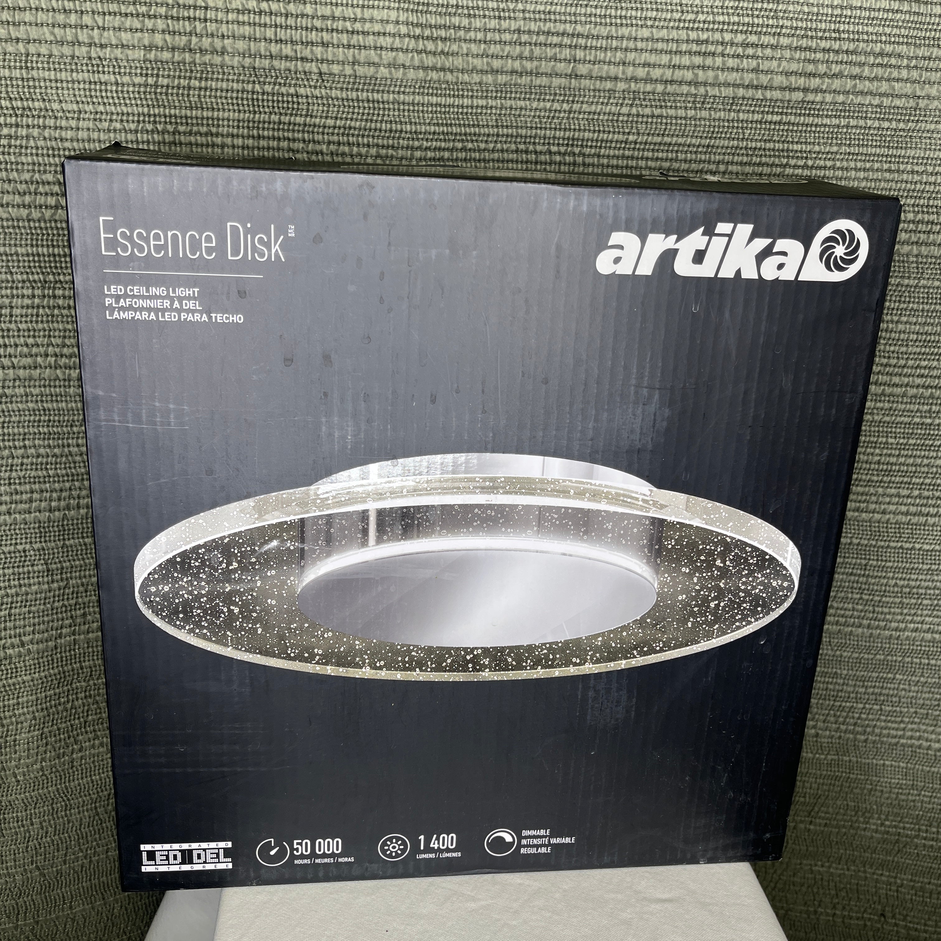 Artika Essence Disk 1-Light LED Silver Flush Mount Ceiling Fixture 13" Diameter x 2.1