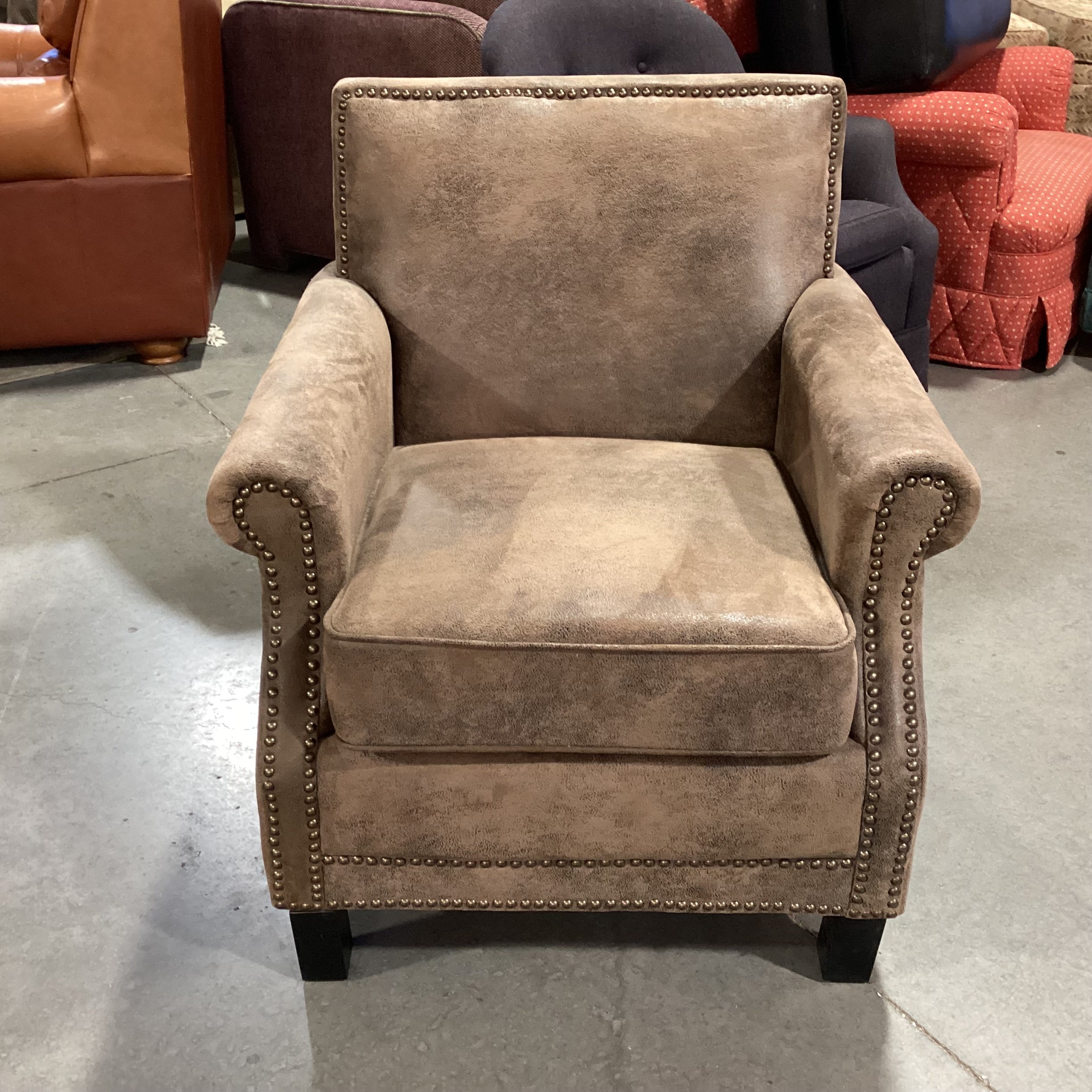 Abbyson Living Brown Textured Micro Suede Nailhead Chair 29"x 31"x 32"