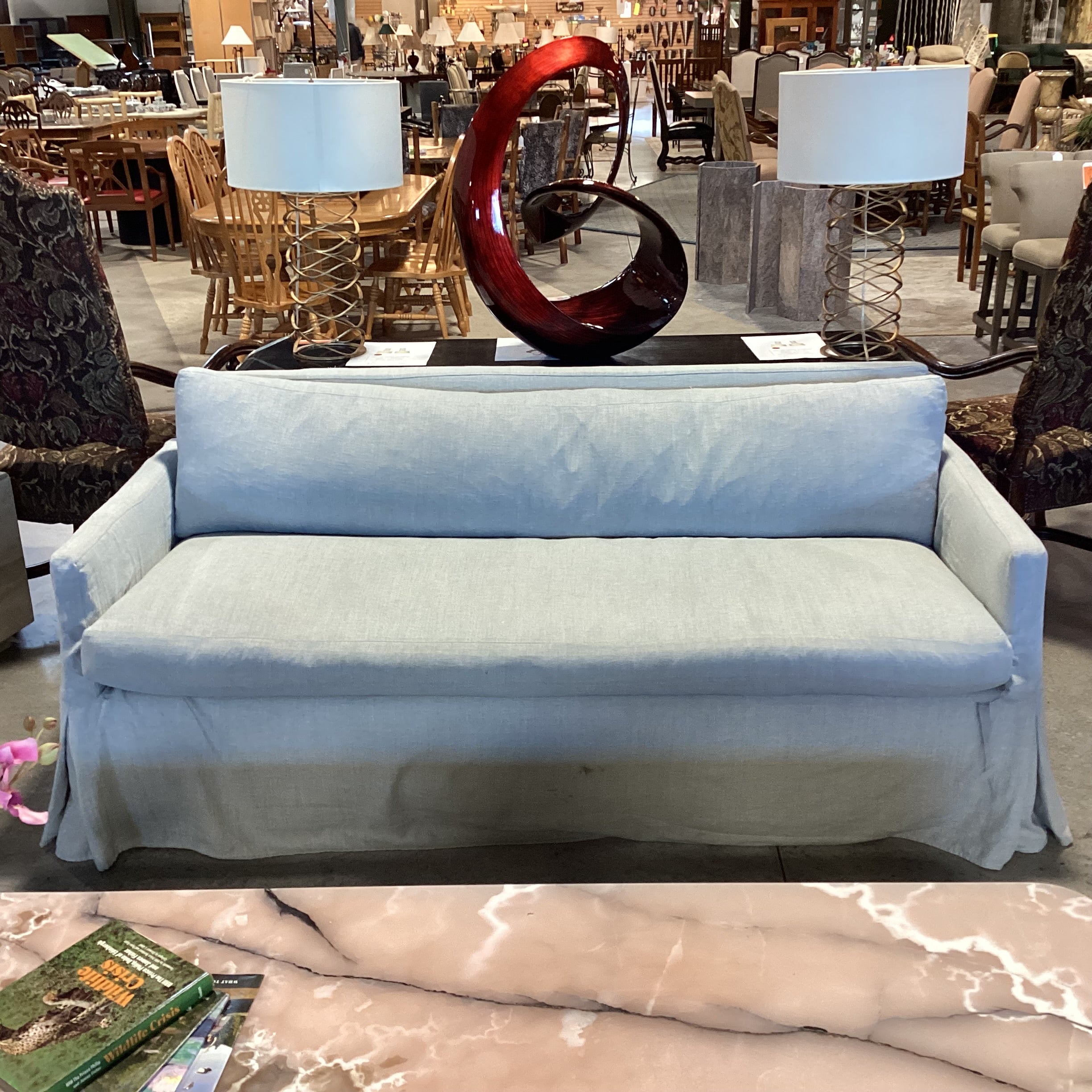 Giannetti Furnishings GH Nick Slipcovered Down Mix Sofa 79"x 36"x 32"
