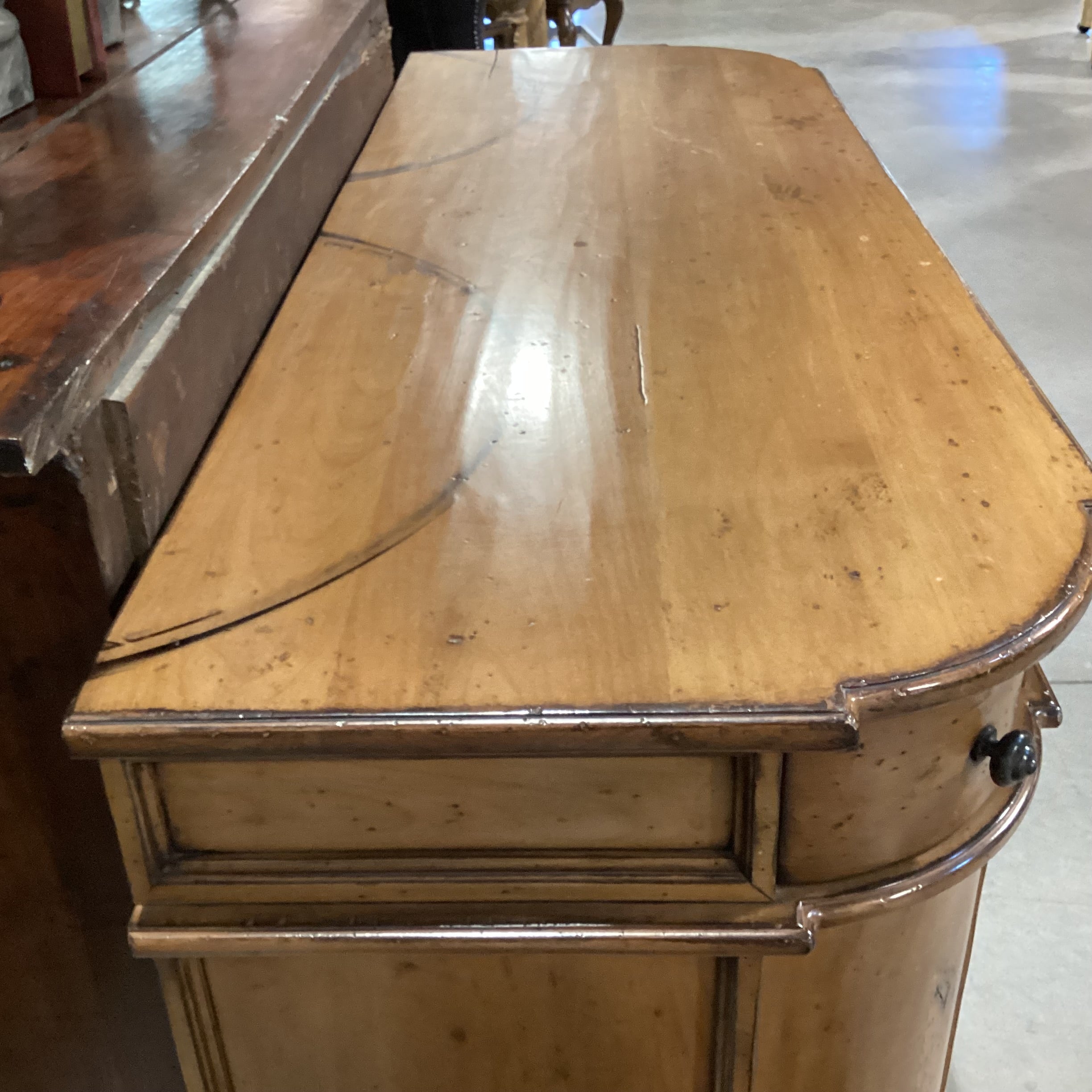 Distressed Finish Carved Panel Details 4 Drawer Sideboard 60"x 22"x 38.5"
