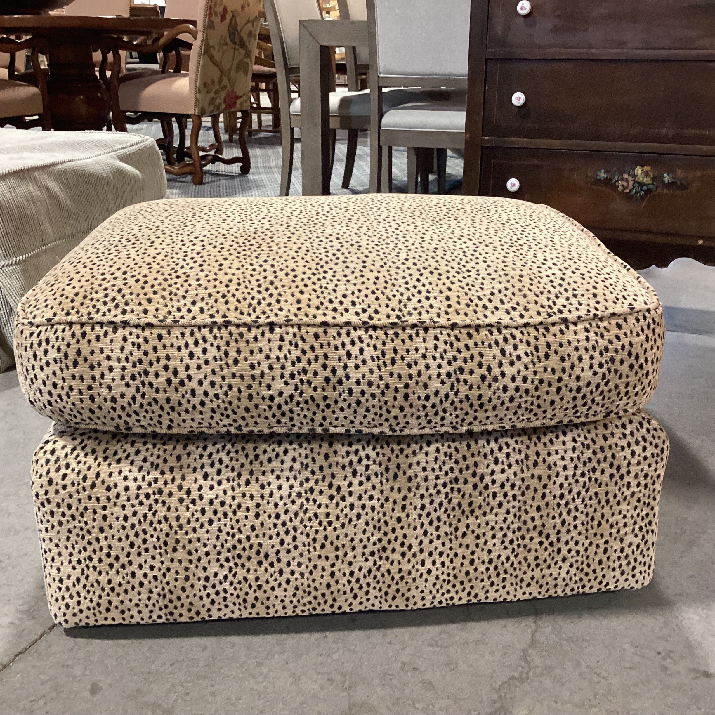 Custom Cheetah Print with Casters Ottoman 31"x 26" 17"