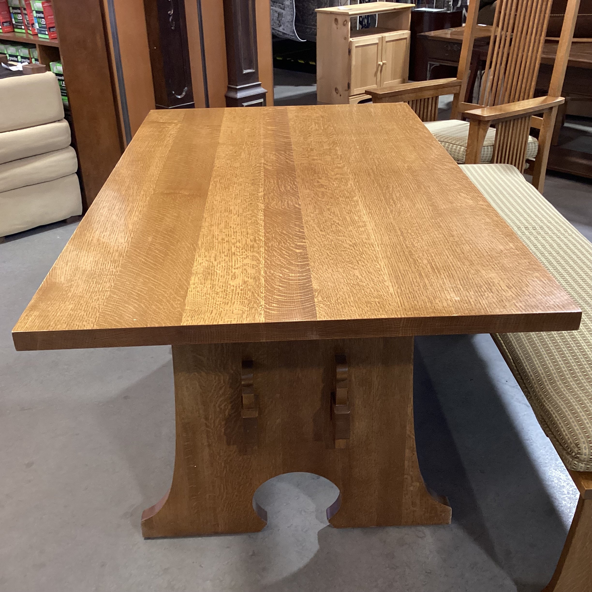 Stickley Mission Oak Table with 2 Arm Chairs & 2 Benches Dining Set 62"x 36"x 30"