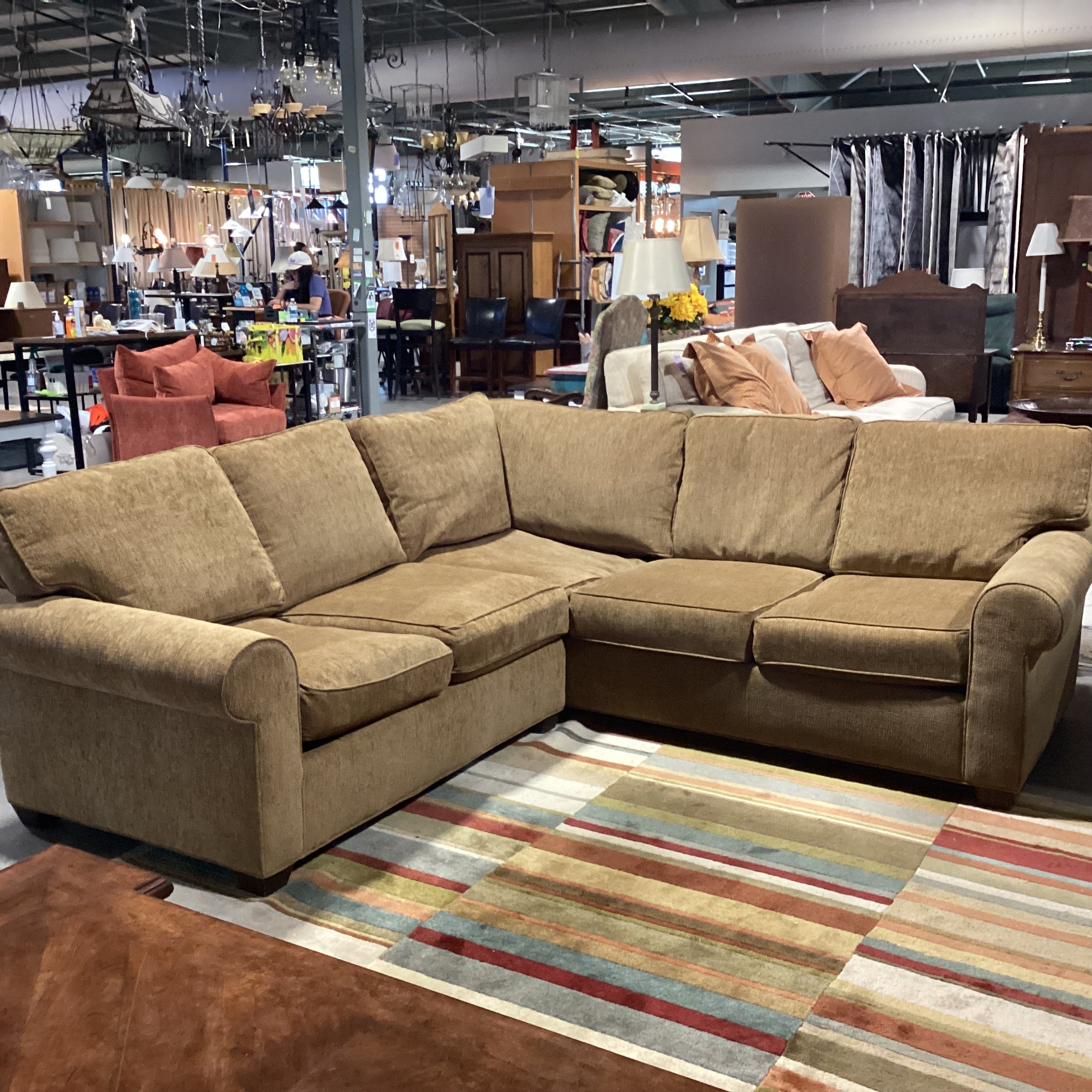 Woodmark a Howard Miller Co. Golden Texture Woven Chenille Down Mix 2 Piece Sectional 95"x 95"x 39"x 35"