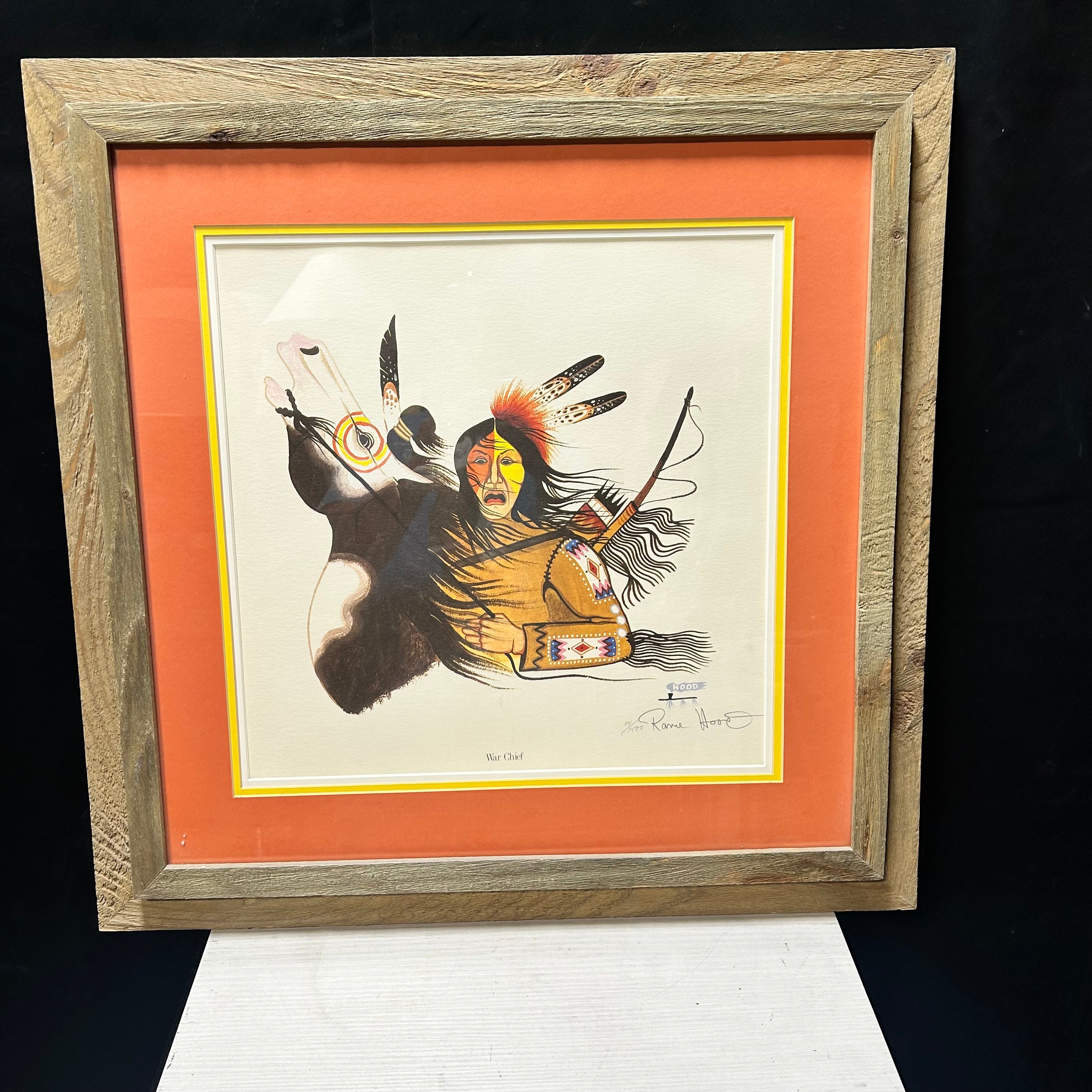 Rance Hood "WAR CHIEF" Lithograph Signed & Numbered 26"x 26"