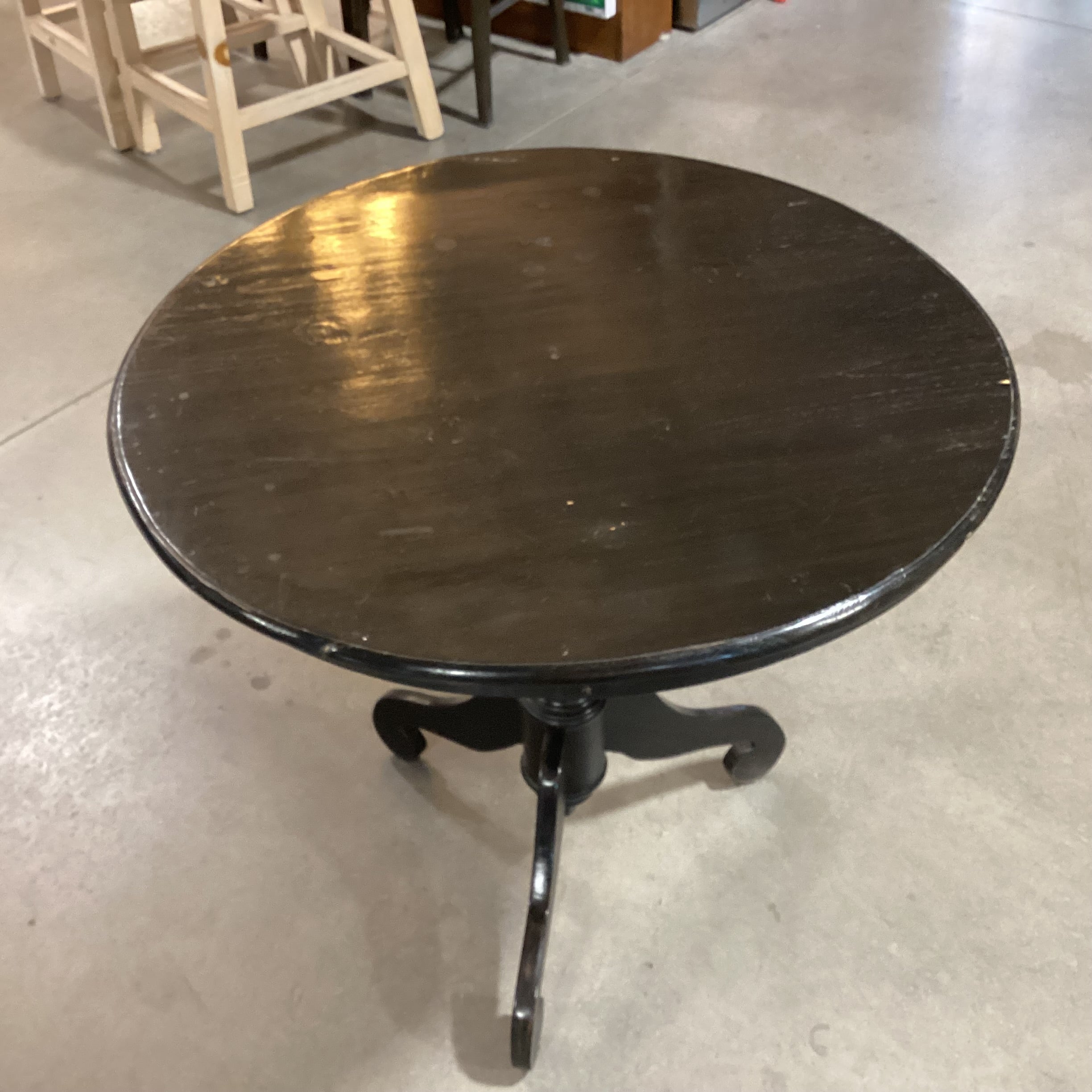 Round Black Finished Wood with Pedestal Accent Table 30"x Diameter x 30"