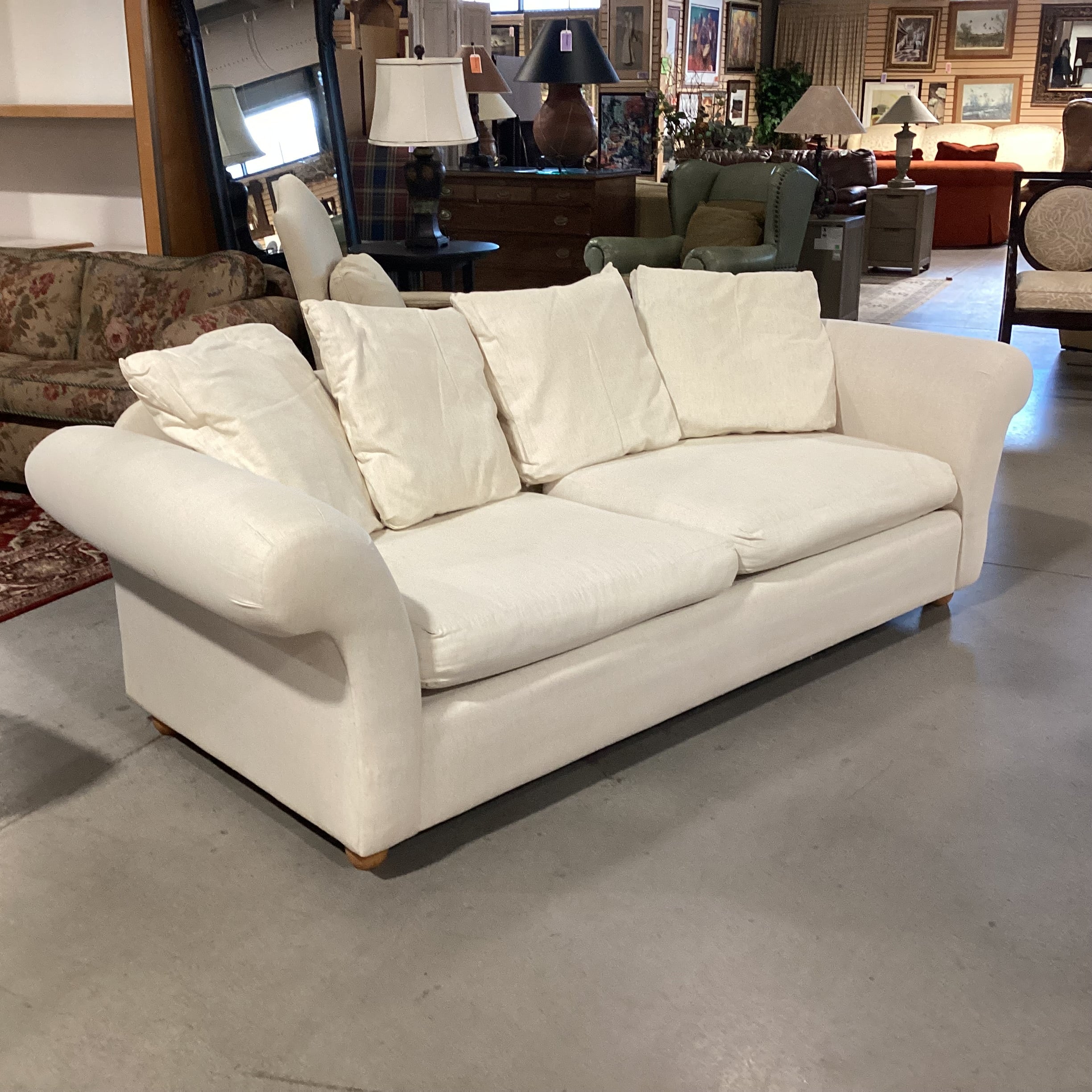Pottery Barn Natural Slipcovered Shell Sofa 96"x 37"x 30"