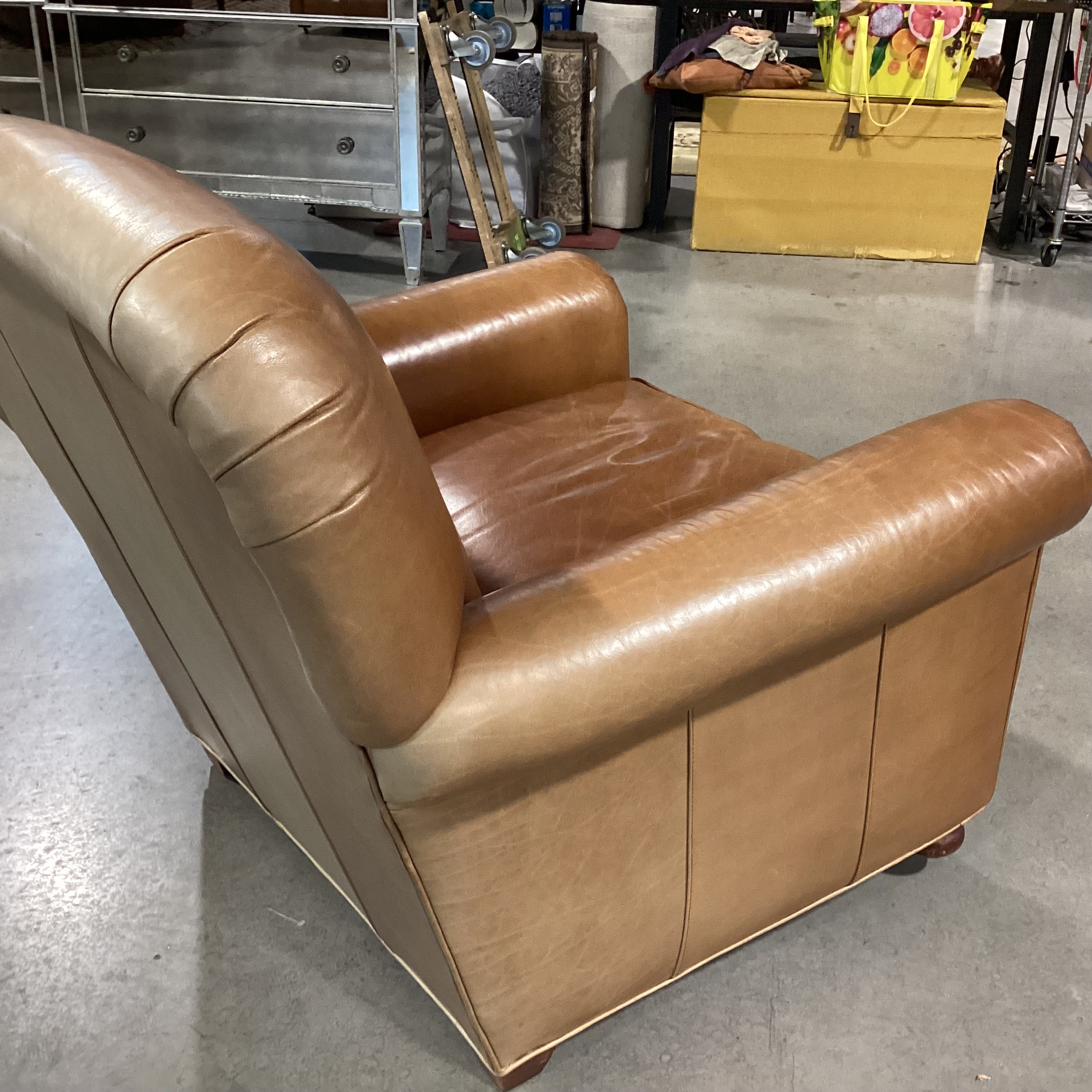 Lee Industries Leather with Front Casters Club Chair 36"x 38"x 35"