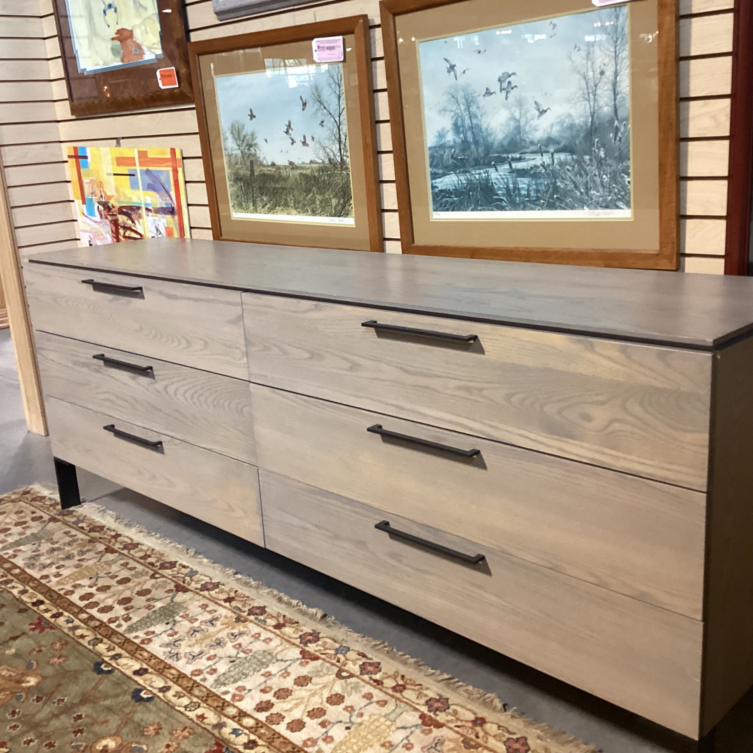 Room & Board Ash Grey Washed Wood & Metal 6 Drawer Dresser 84"x 20.5"x 32.5"