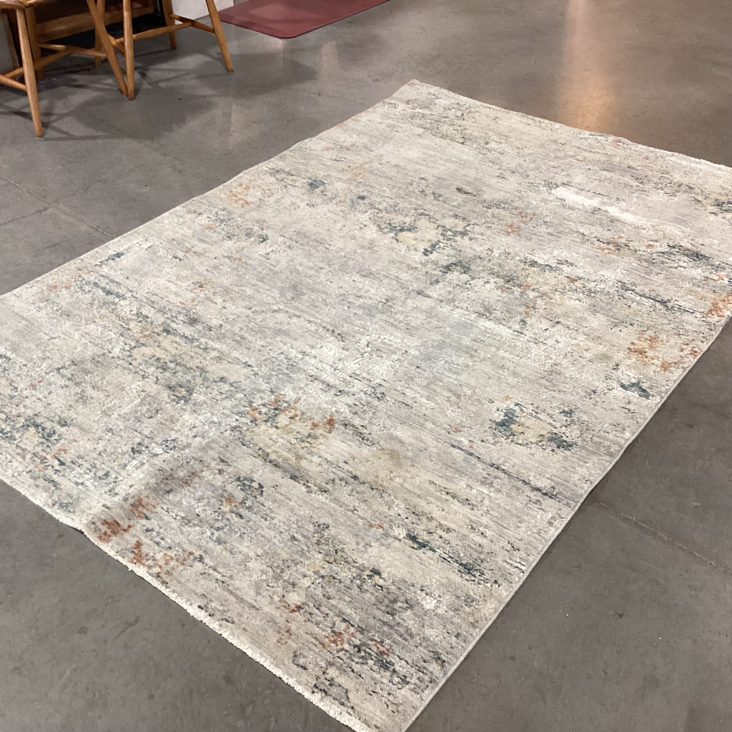 Surya LaiLa Grey Blue Rust Flatweave Poly Rug 5'x 7'5"