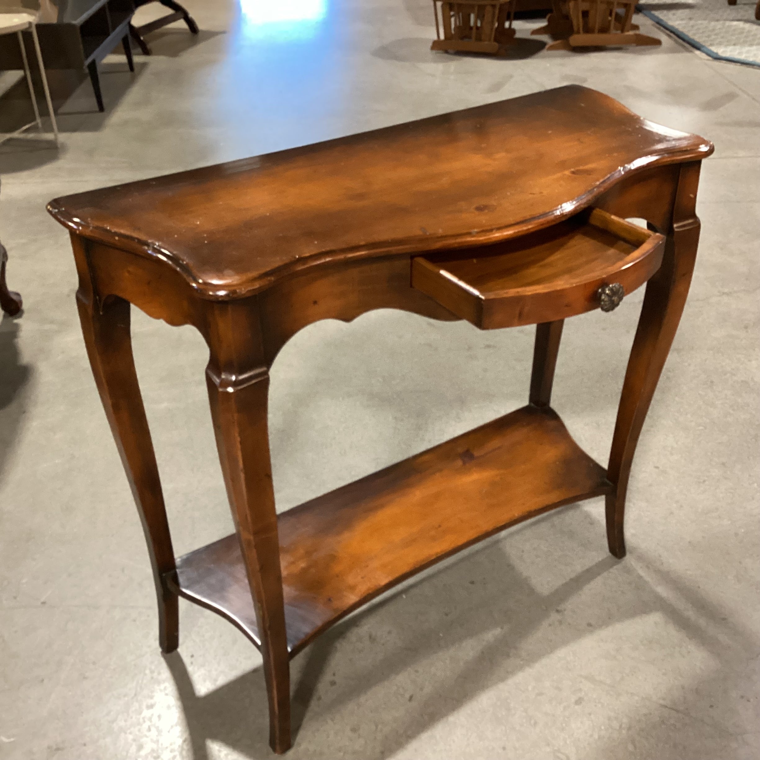 Carved Distressed Finish 1 Drawer with Bottom Shelf Sofa Table 38"x 17"x 33"