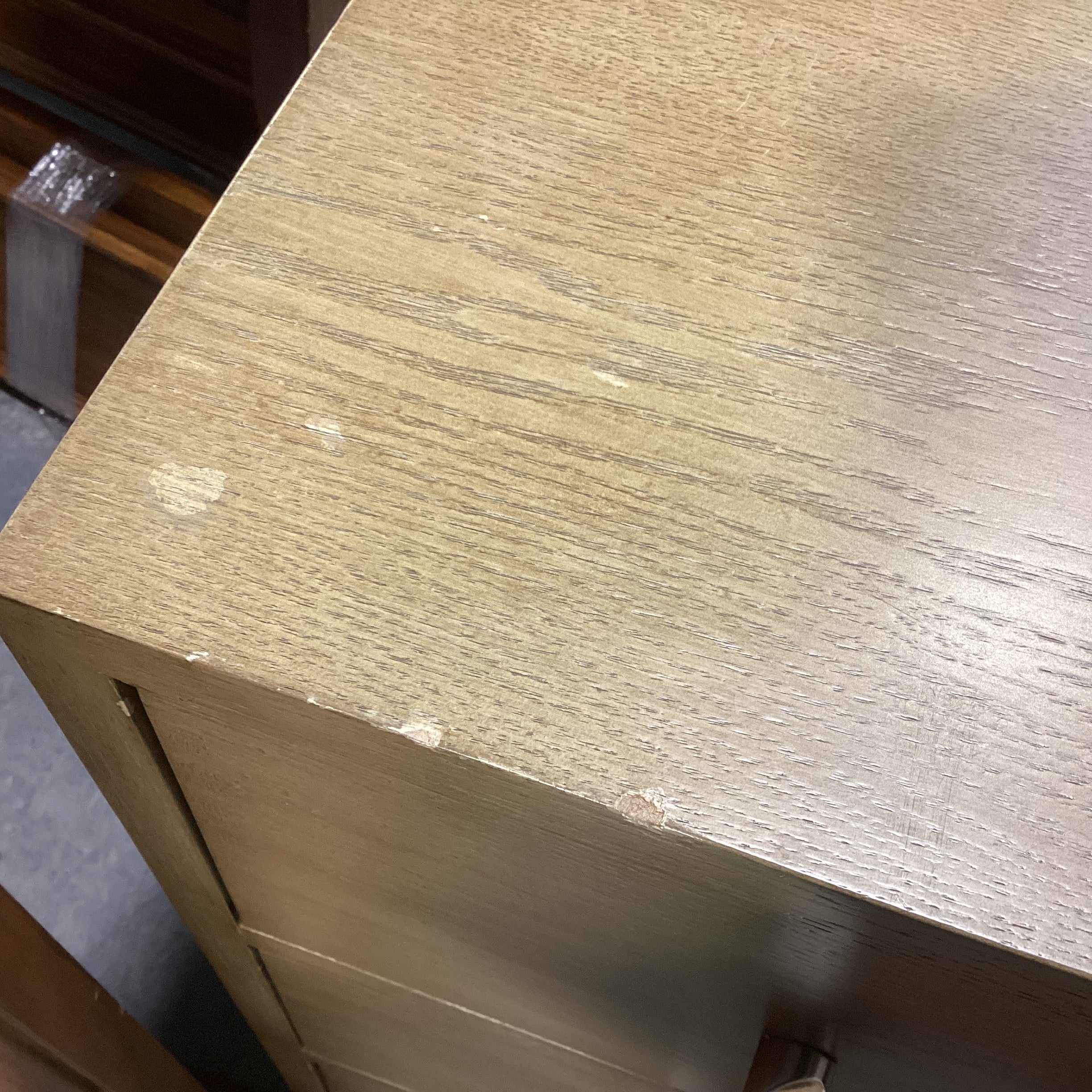 Bryan Ashley Light Finish Oak With Nickle & Leather Pulls 3 Drawer Chest 36"x 19"x 30"