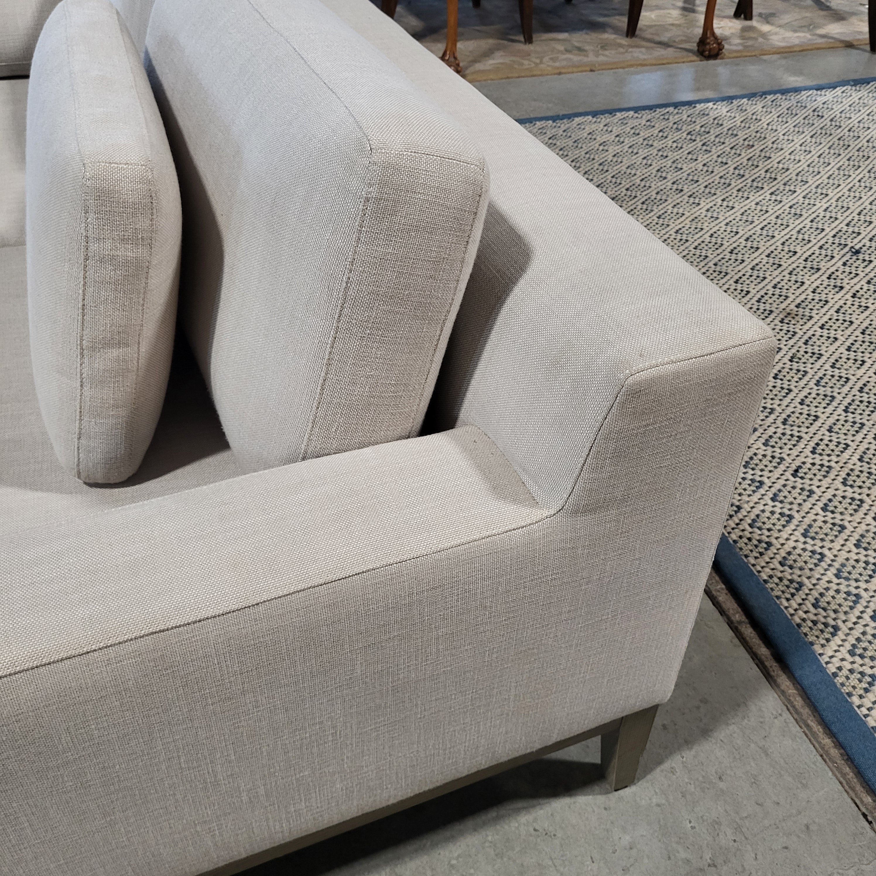 RH American Leather Furnture DoveGrey Linen & Grey Oak Base Sofa