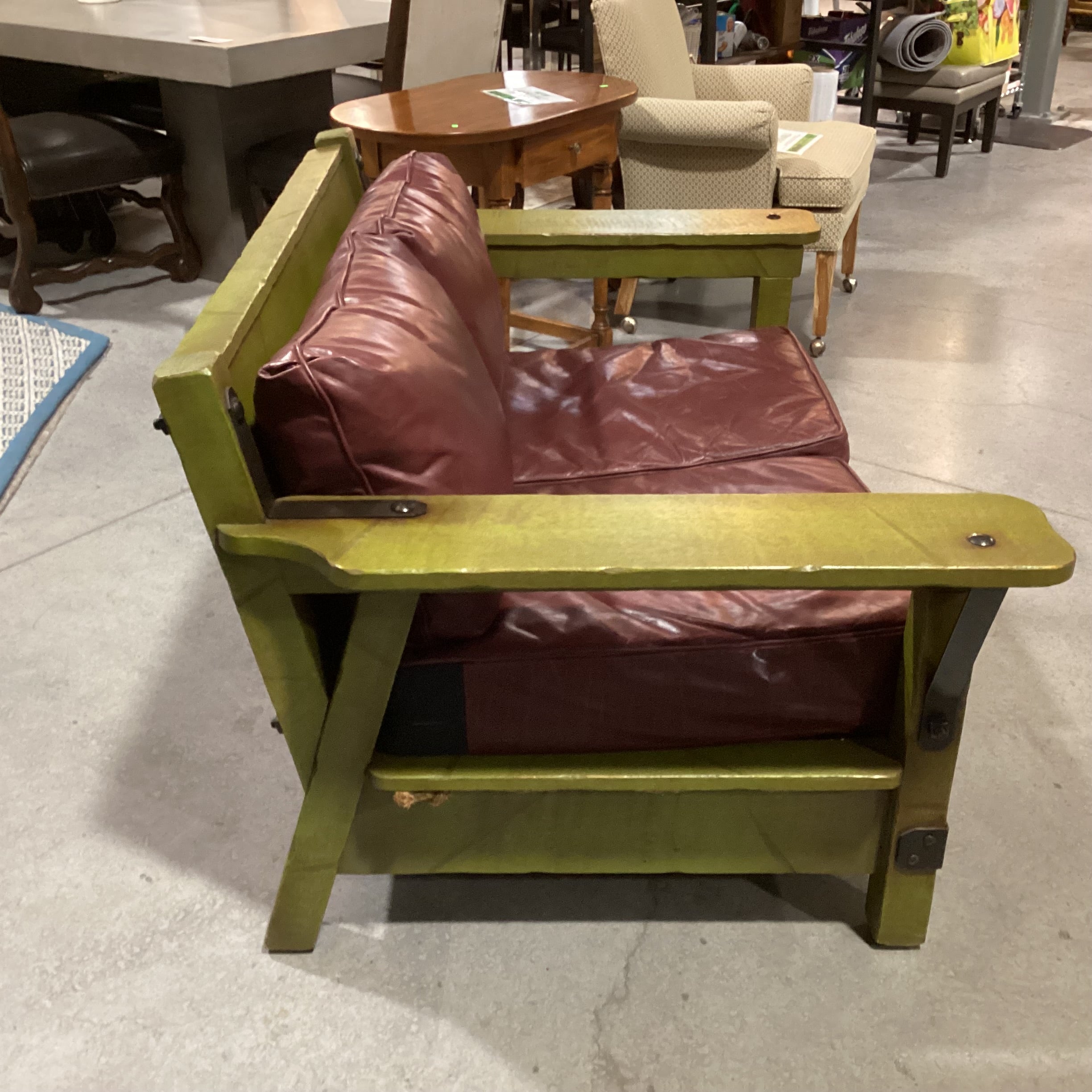 Art in Fine Forms Custom Spanish Green Alder Iron &Rope with Leather Cushions Sofa 57"x 36"x 31"