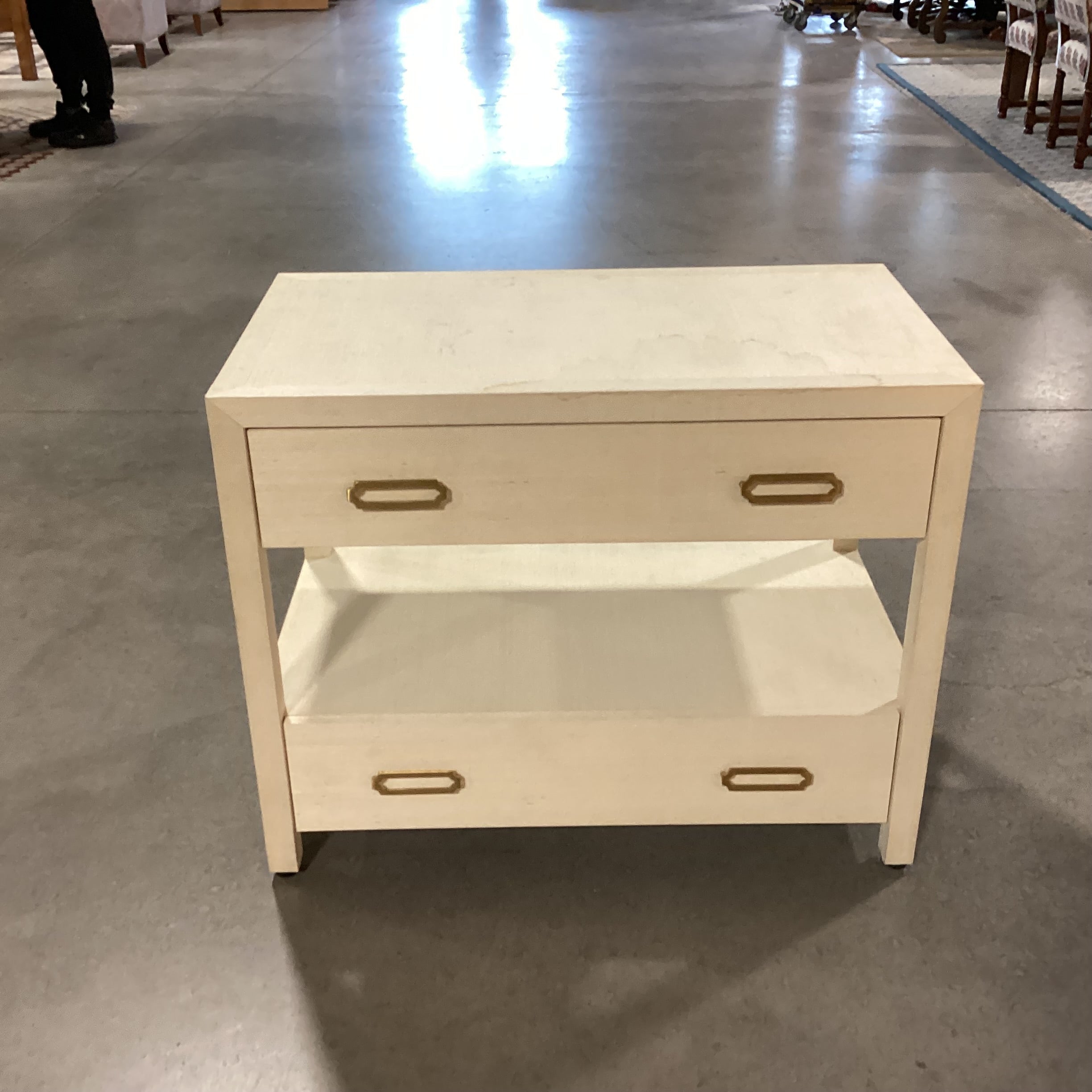 Mitchell Gold & Bob Williams Natural Raffia Wrapped 2 Soft Close Drawers Nightstand 34"x 19.5"x 27.5"