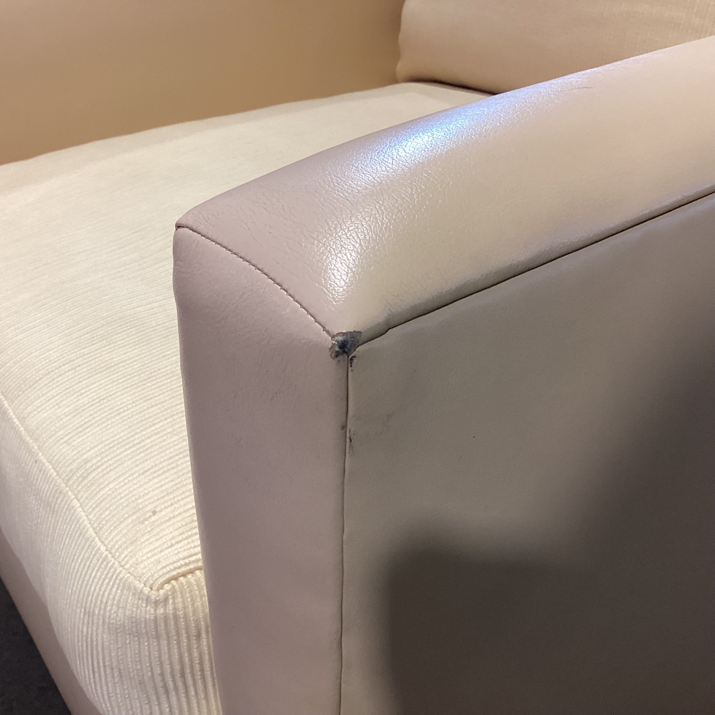 Gina B Custom Blonde Leather & Ribbed Upholstery Down Mix Chair 42"x 42"x 26"