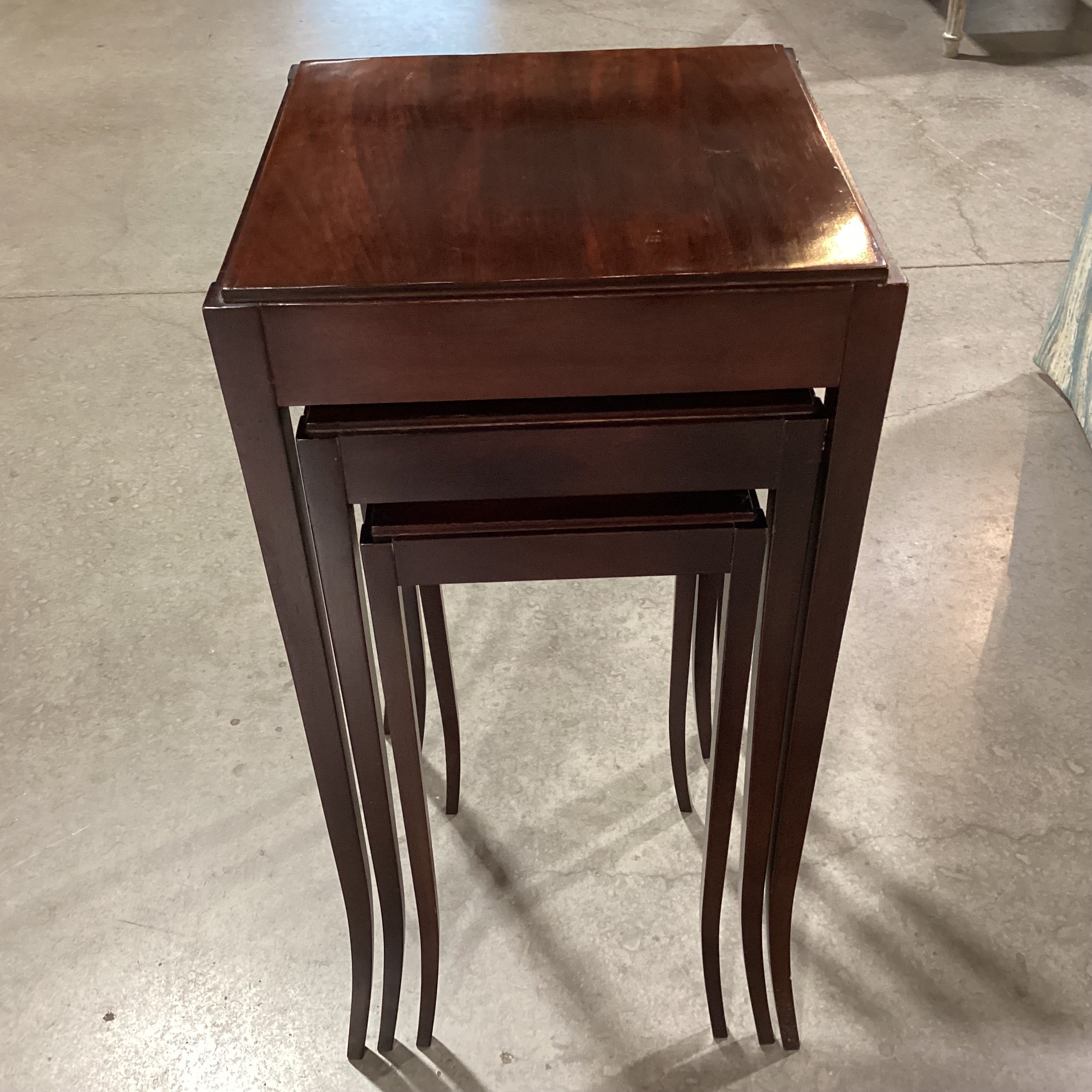 Barbara Barry For Baker Vintage Mahogany Nesting Accent Tables 14.5"x 14.5"x 29"