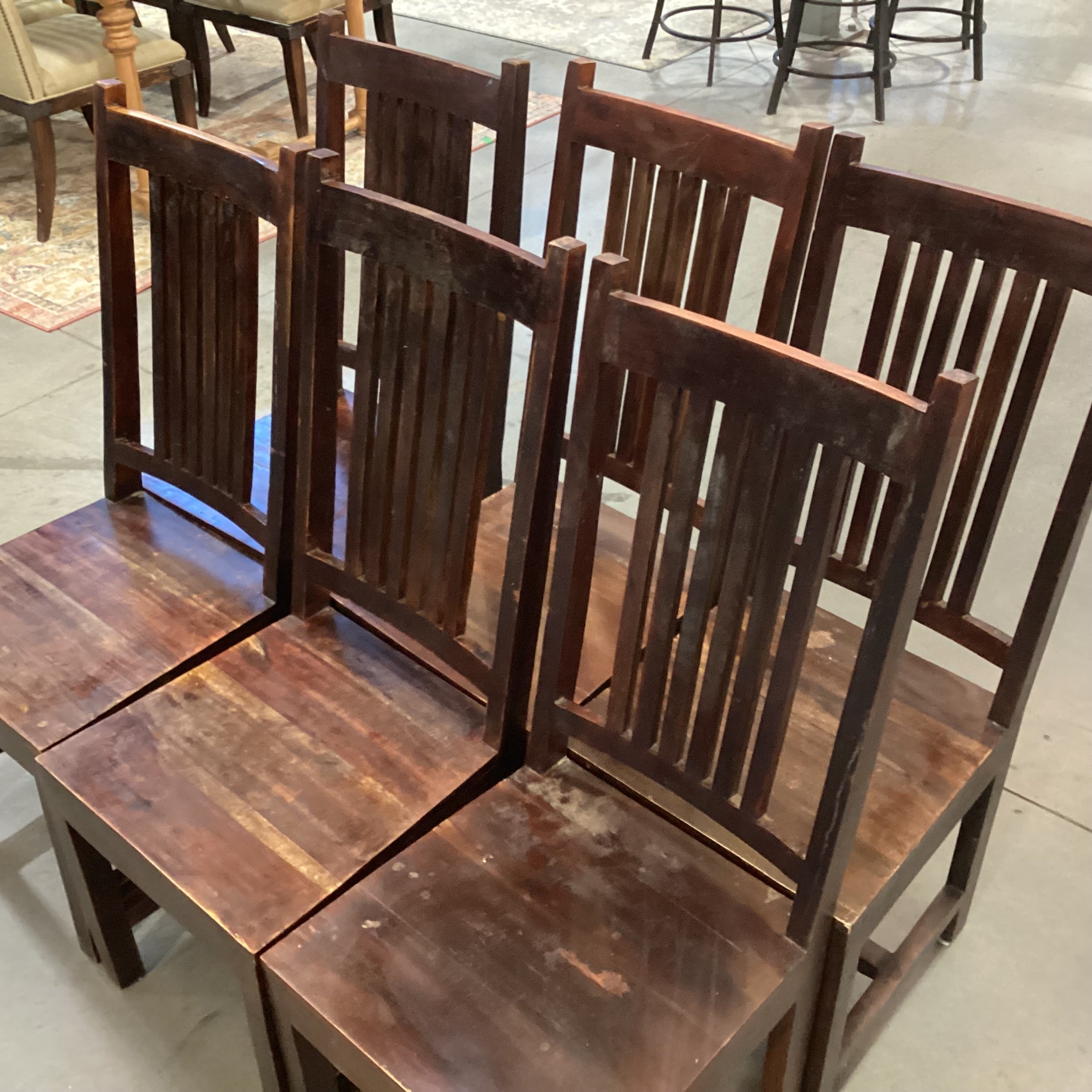 SET of 6 Dark Finish Solid Mango Wood Dining Chairs 18"x 22"x 44"