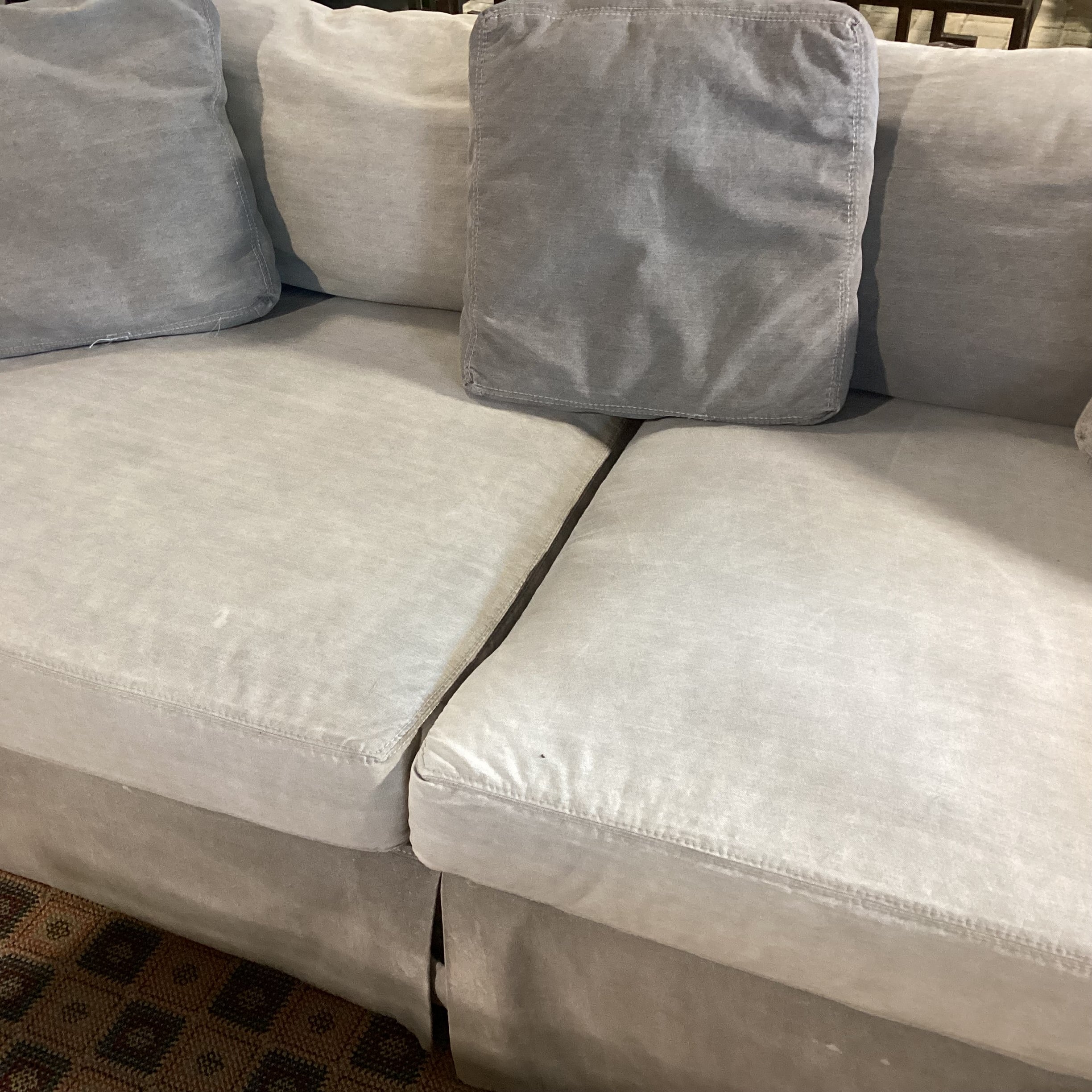 Crate & Barrel Grey Washed Denim Slipcovered Lounge Sofa 82"x 46"x 25"