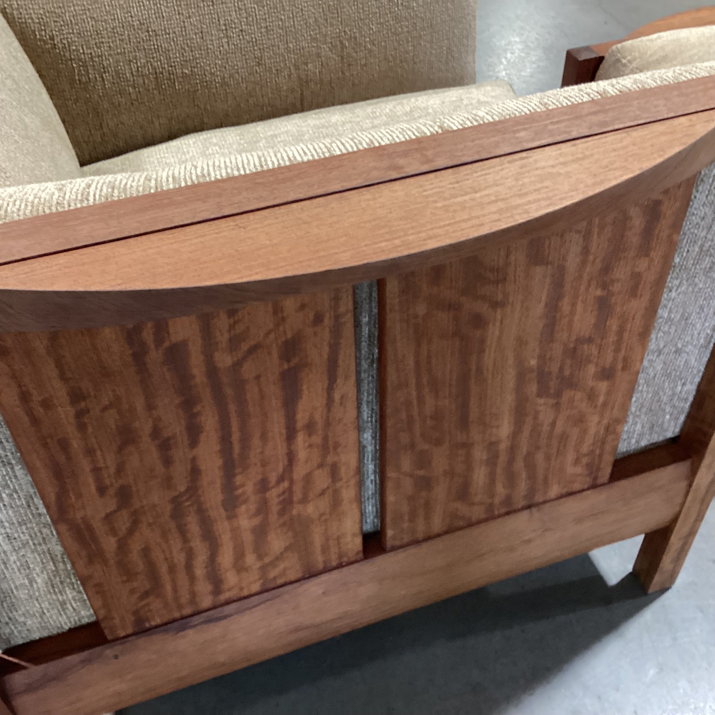 Arts & Crafts Mission Style Stickley Like Solid Cherry Woven Down Mix with Ottoman Chair 39.5"x 34"x 33"