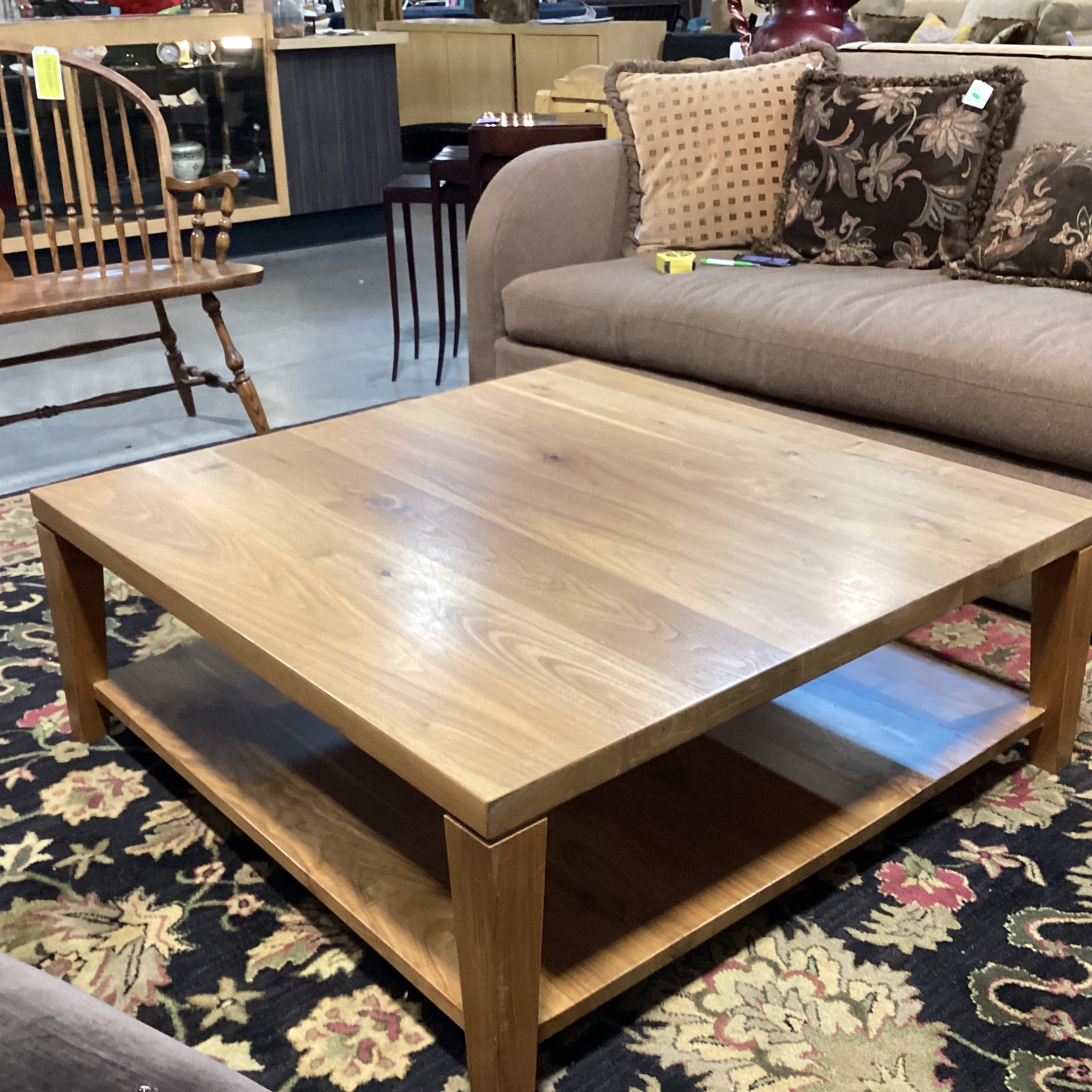 Solid Walnut with Bottom Shelf Coffee Table 42"x 42"x 16"