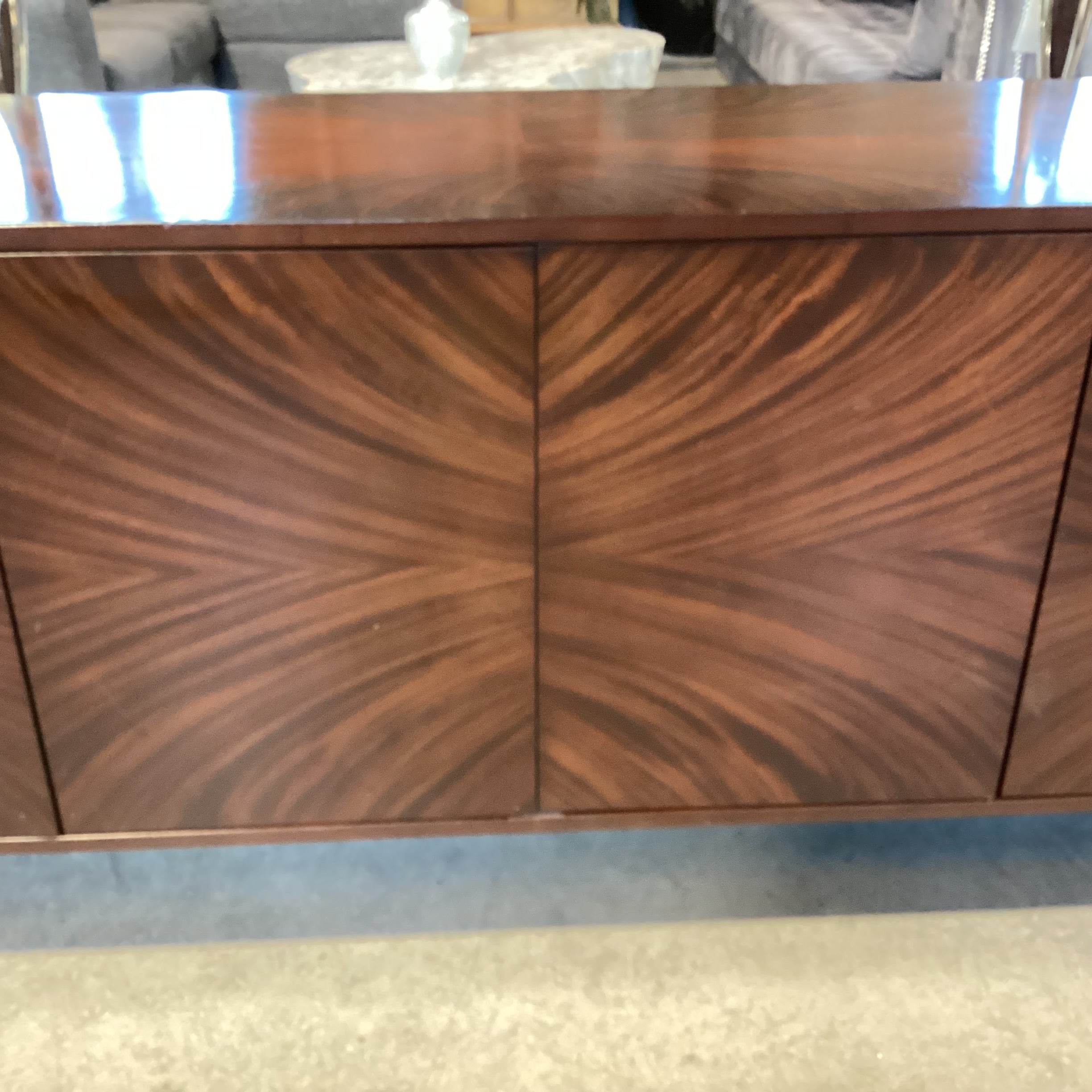 Modern Matched Finished Veneer & Wood 4 Door with Shelves Credenza 71"x 18"x 30"
