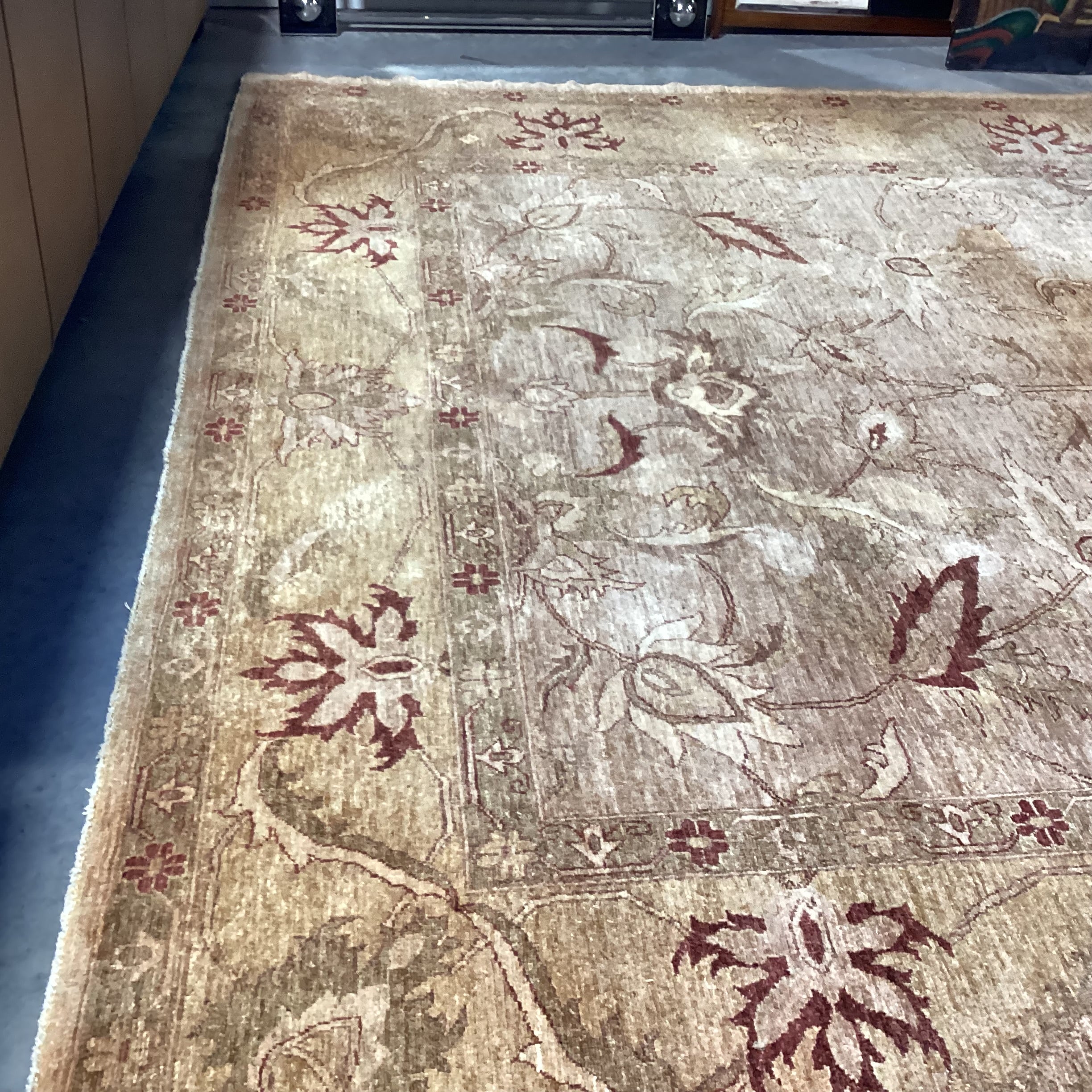 Gold Tan Rust Hand Woven Silky Tufted Wool Rug 10'1"x 13'4"