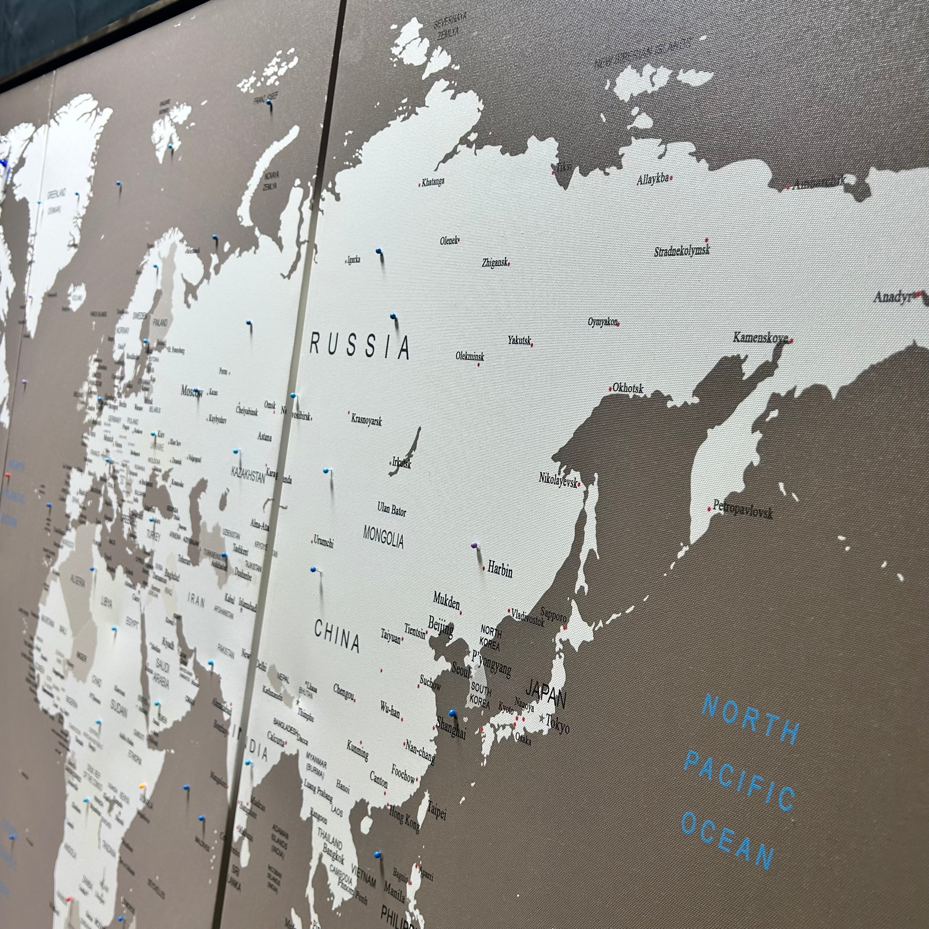Large Segmented Push Pin Wold Map 68"x 46"