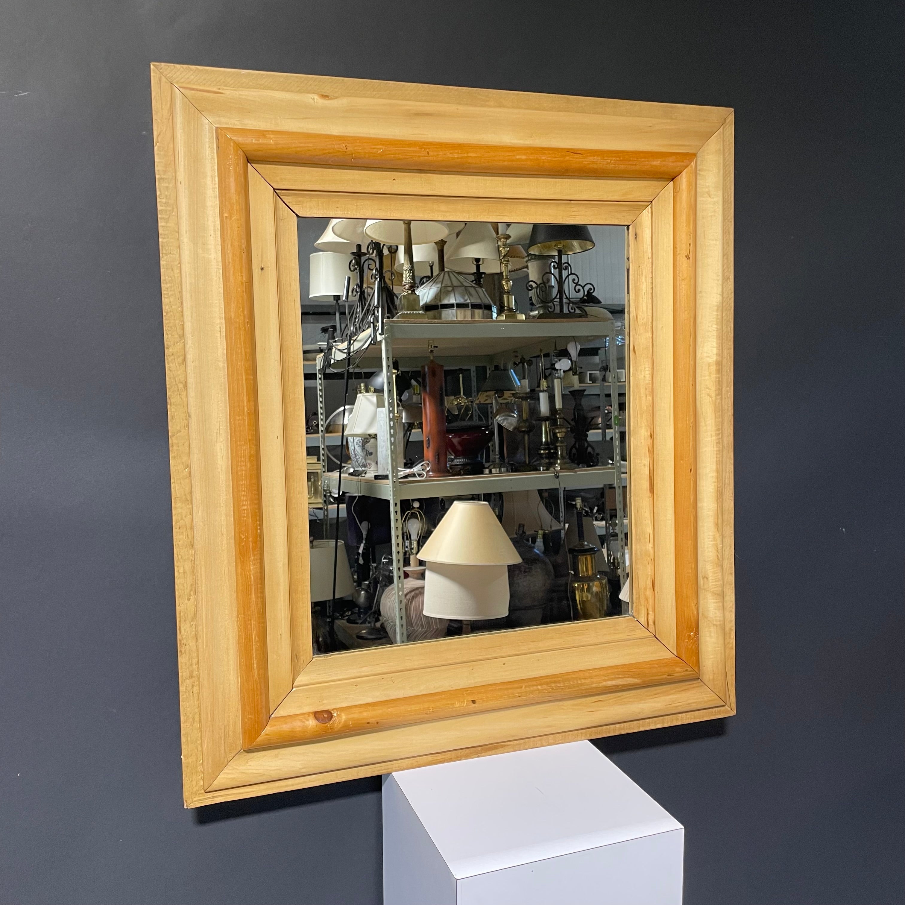 Multilayered Framed Natural Wood Wall Mirror 33 1/2" x 37 1/2"