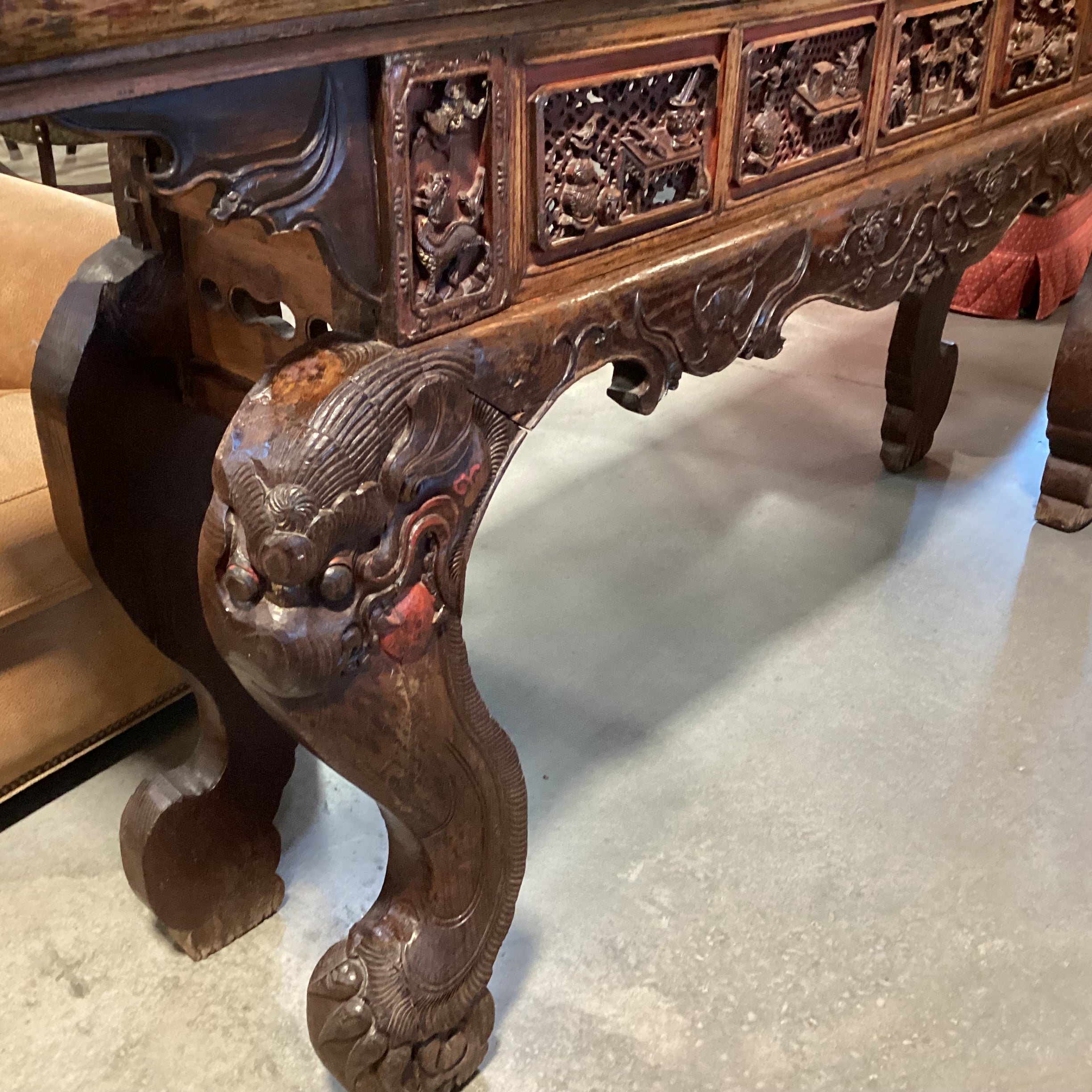 Antique Asian Ornate Carved Alter Console Sofa Table 86.5"x 15"x 42"