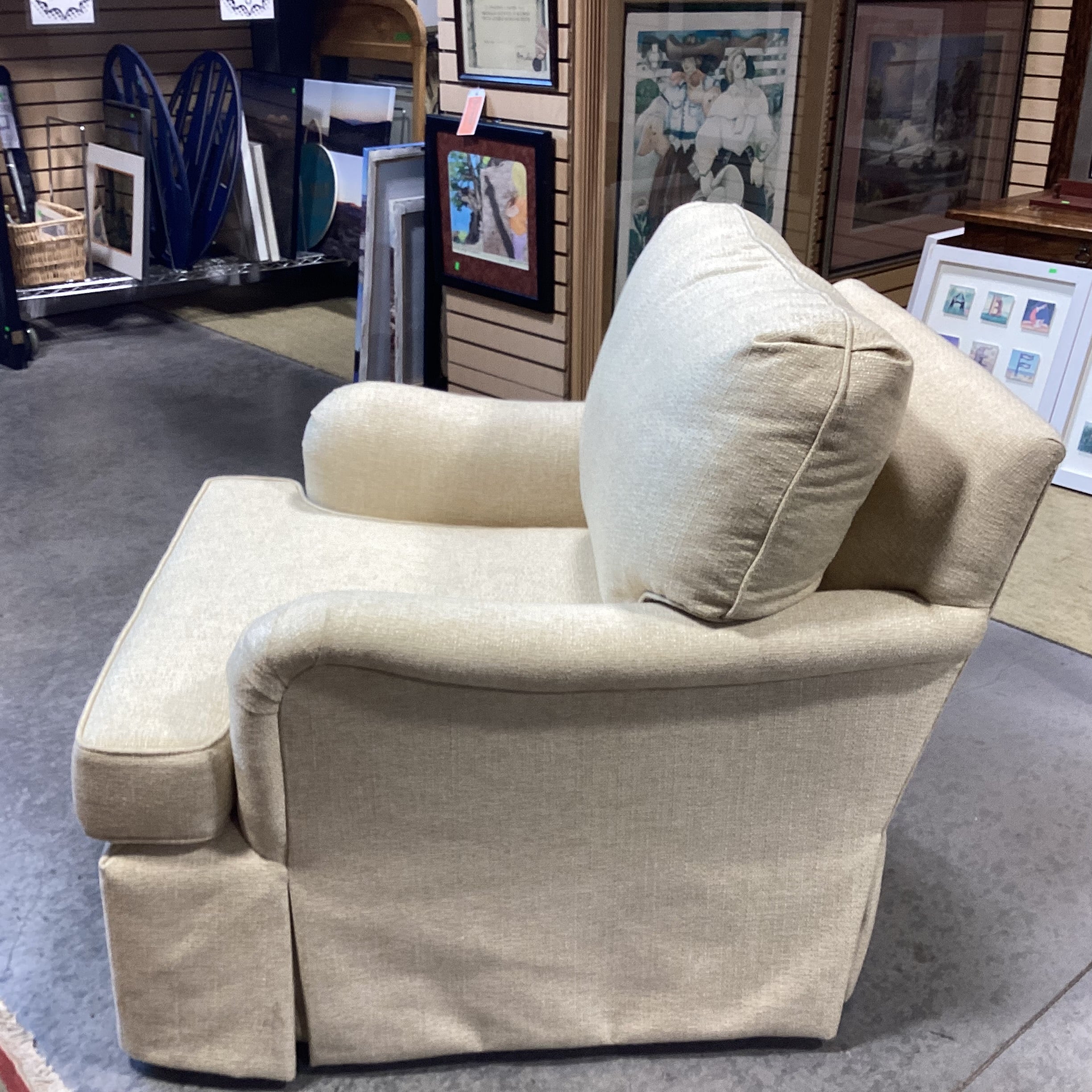 Custom Golden Cream Woven Chair 35"x 41"x 31"