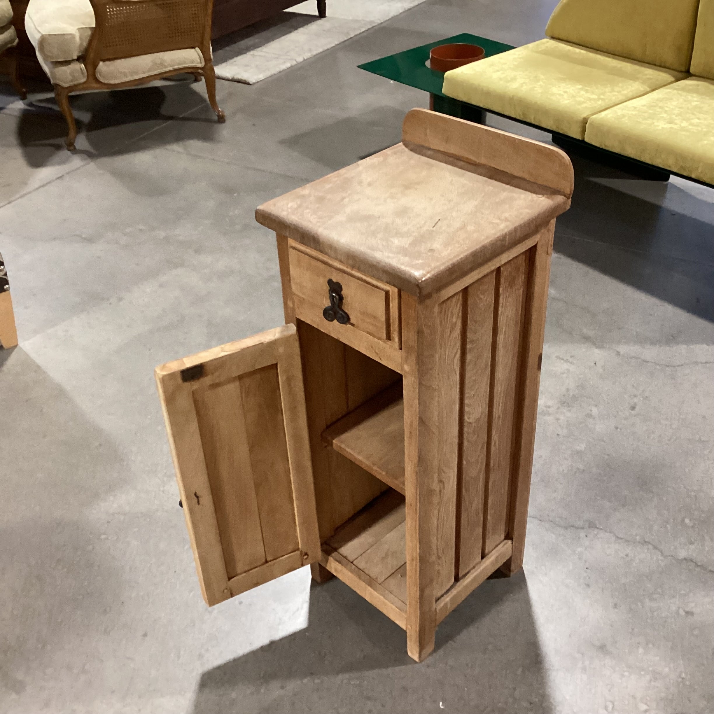 Solid Natural Wood 1 Drawer 1 Door with Shelf Cabinet End Table 13"x 13"x 34"