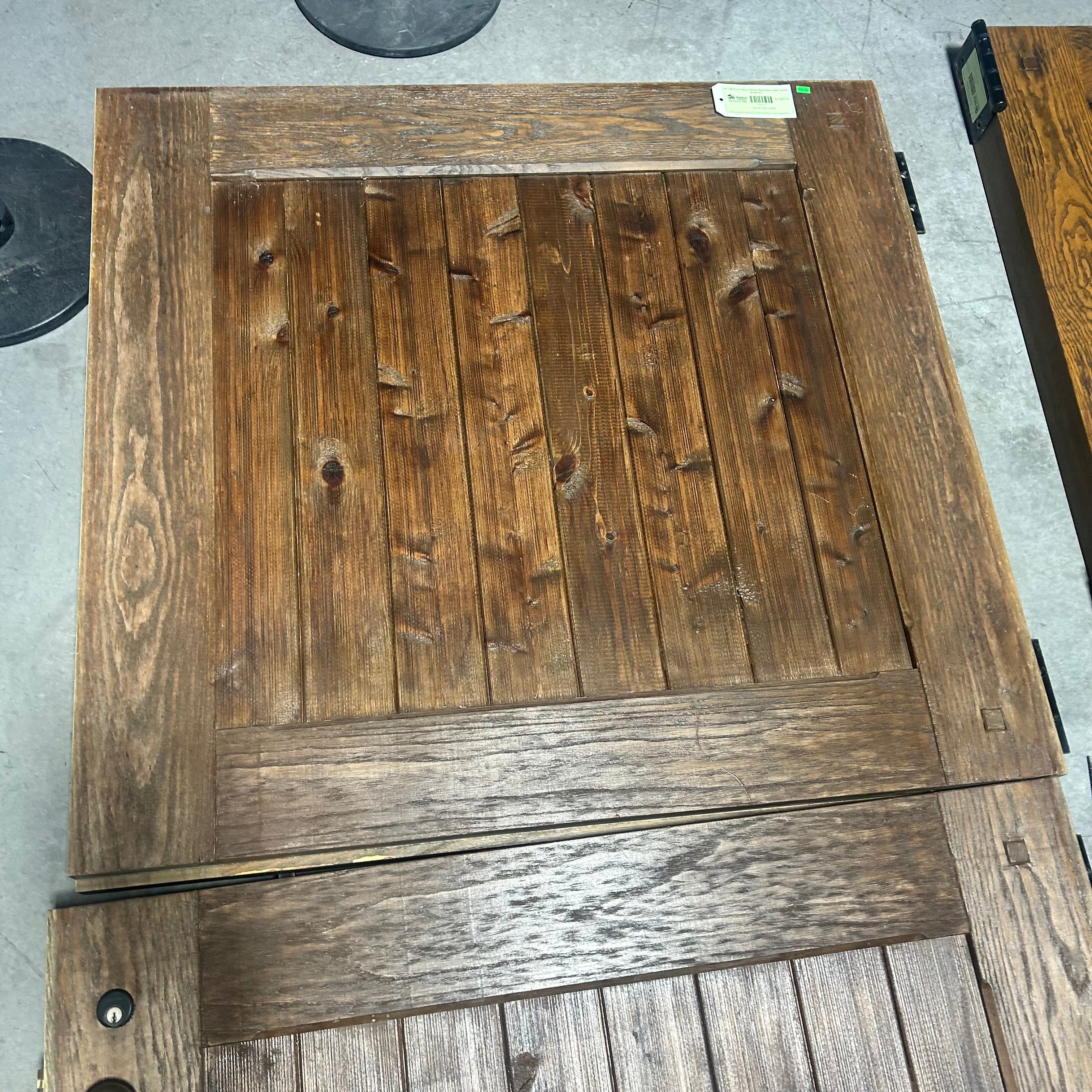 44"x 82.5"x 3" Brown Rustic Dutch Door with Custom Hardware