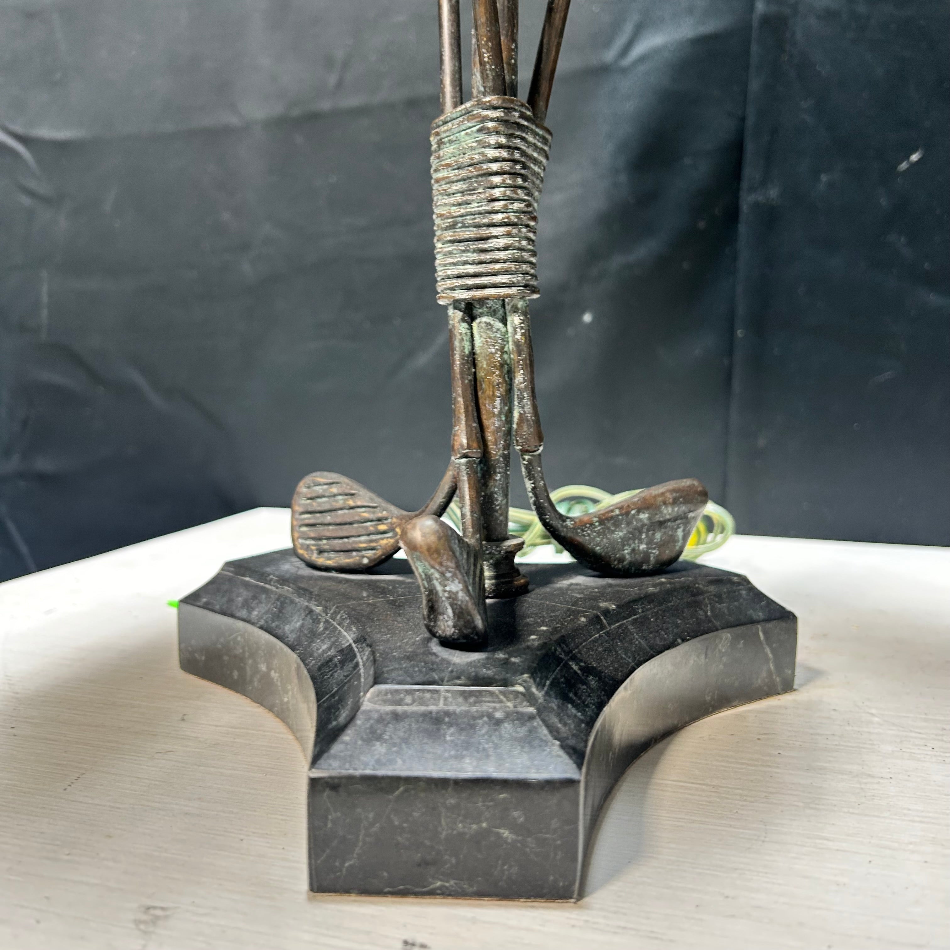 Vintage Golf Themed Marble & Iron Table Lamp 13"x 28"