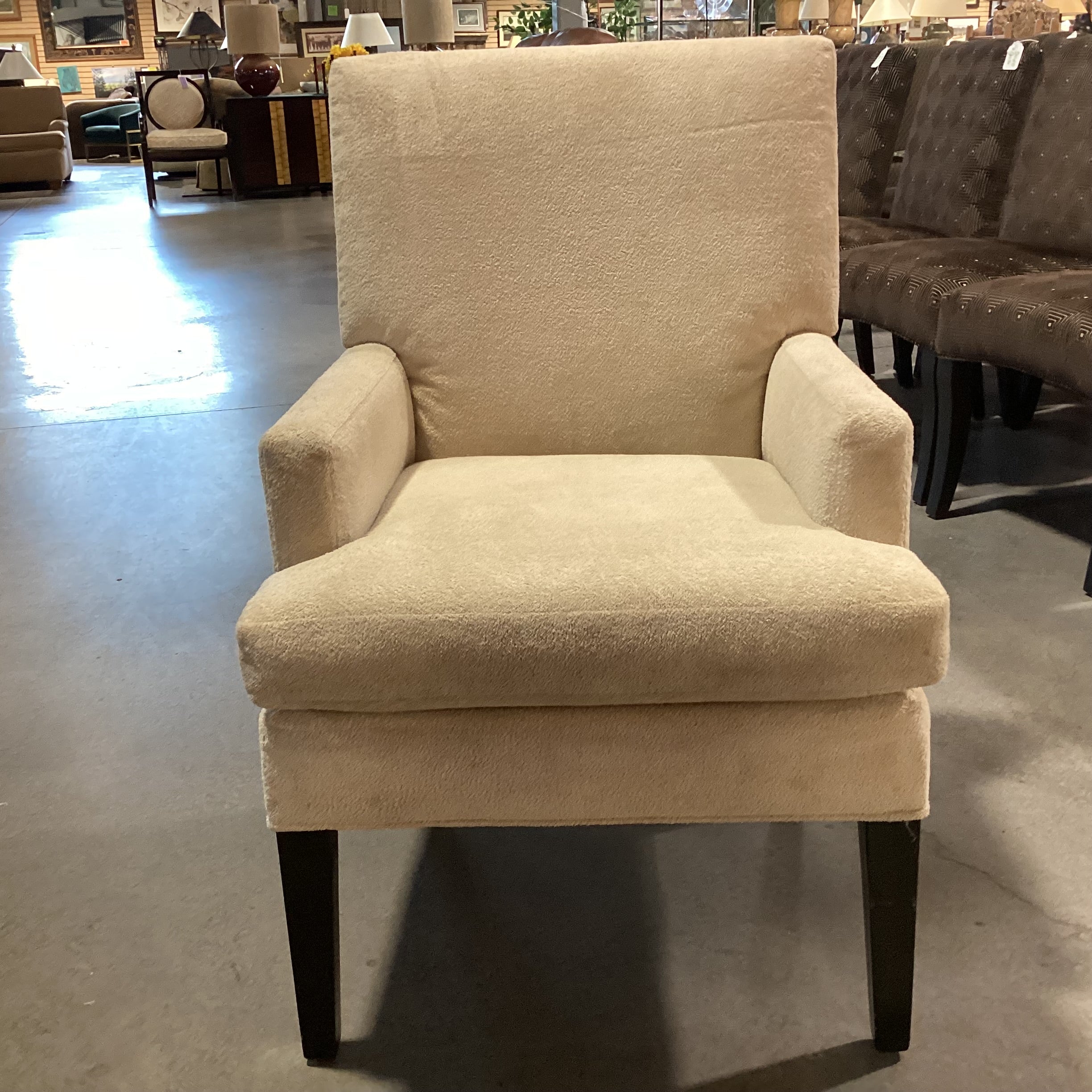 Cream Textured Plush & Black Legs Chair 25"x 28"x 38"