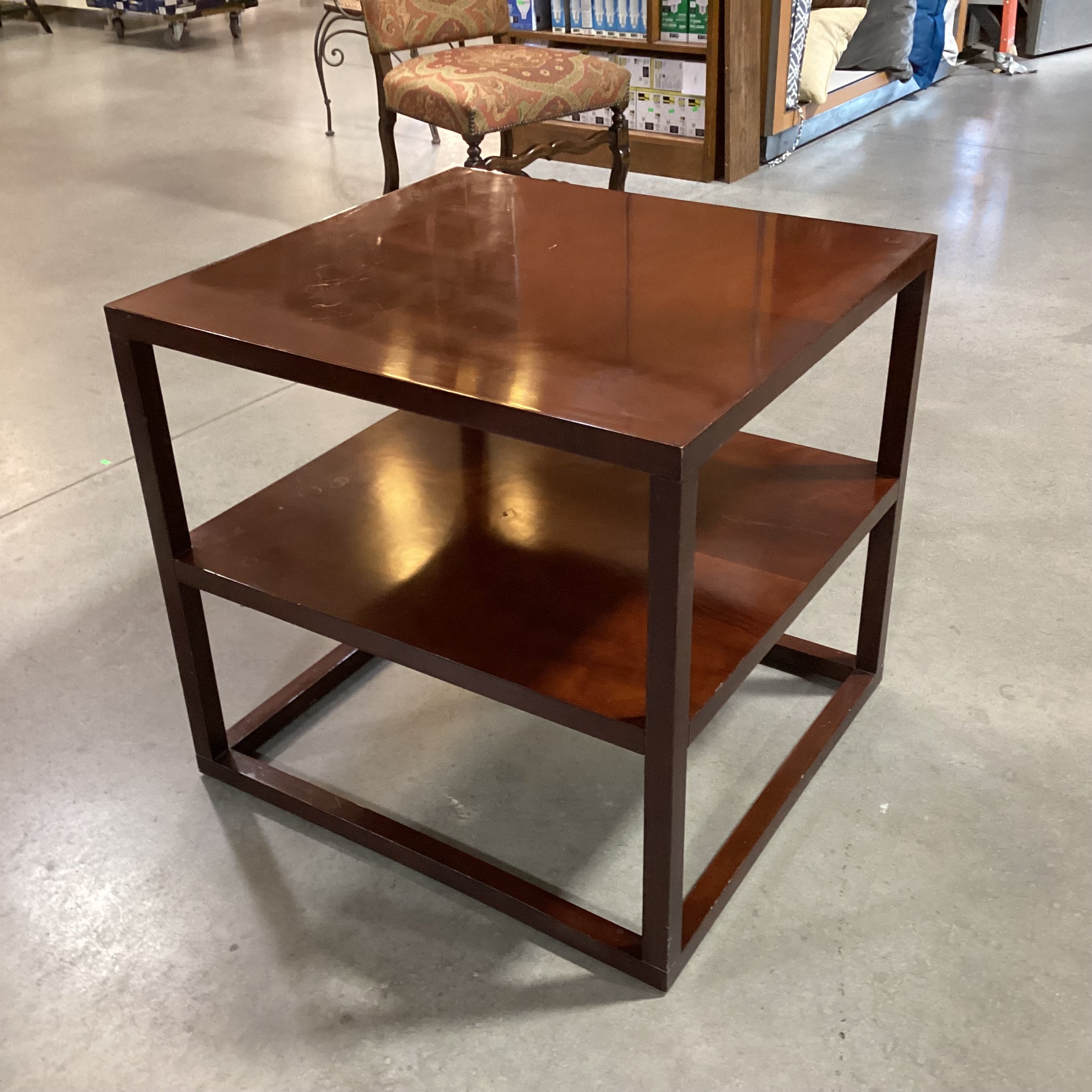 Bolier & Co Dark Finished Wood 2 Tiered End Table 28"x 26"x 26"