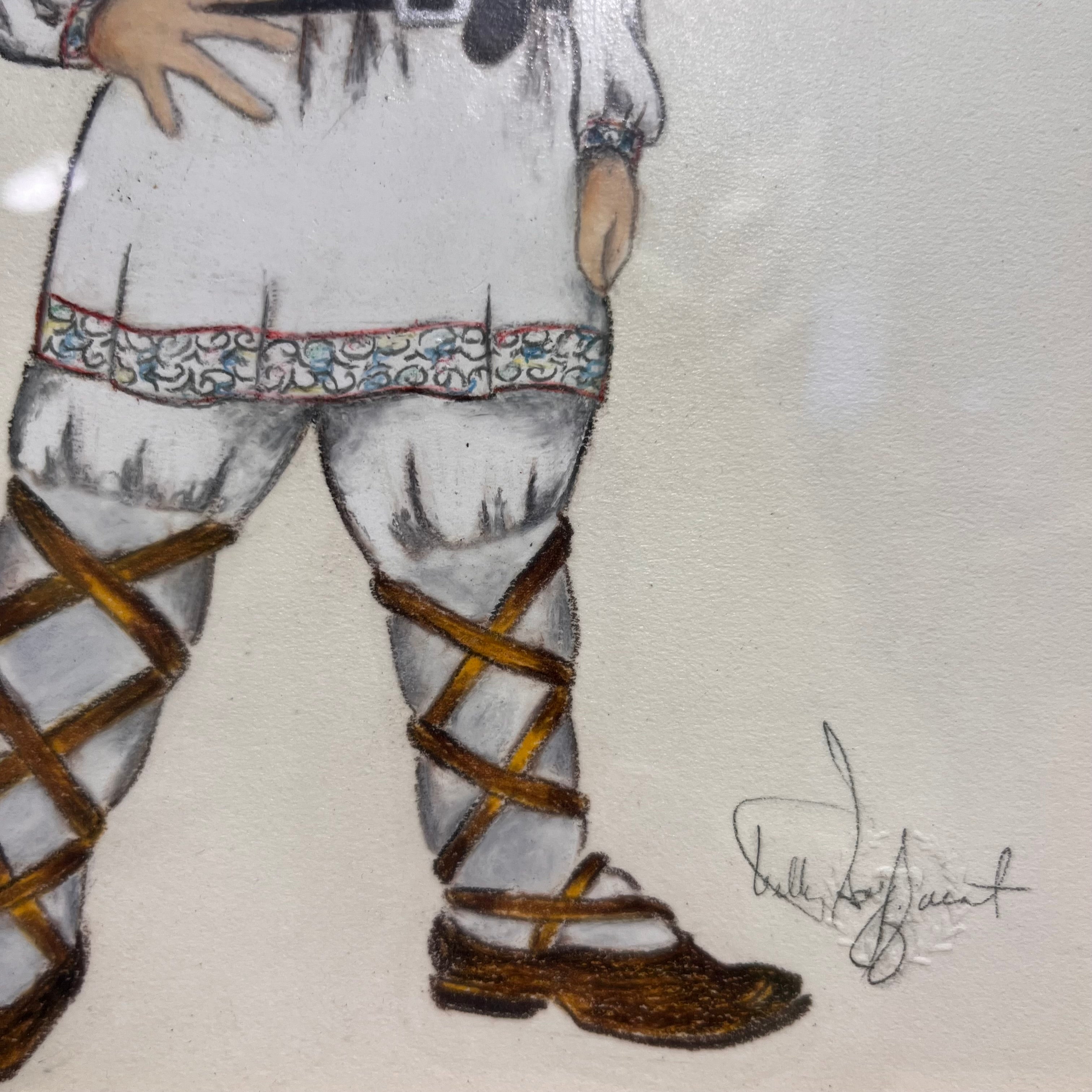 Original Drawing of Russian Boy in Folk Costume Wall Decor; 11.75"x 14.75"